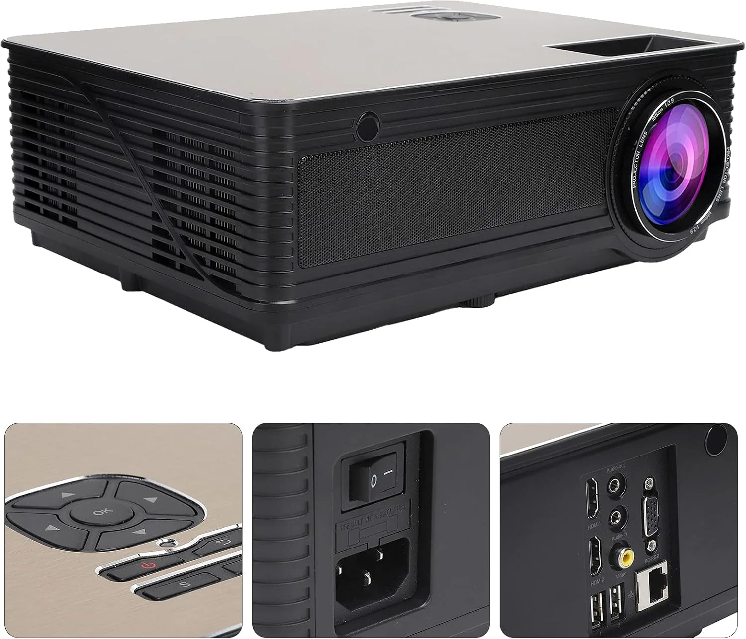 پروژکتور مینی CBWCCY، پروژکتور مینی هوشمند WiFi با کیفیت 1080P FHD، تجهیزات چند زبانه هوشمند قابل حمل LCD + LED، سازگار با HDMI VGA USB TF AV، برای سرگرمی خانگی پروژکتور مینی CBWCCY، پروژکتور مینی هوشمند WiFi با کیفیت 1080P FHD، تجهیزات چند زبانه هوشمند قابل حمل LCD + LED، سازگار با HDMI VGA USB TF AV، برای سرگرمی خانگی