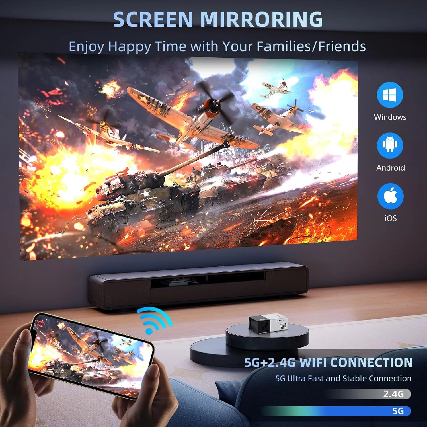 مینی پروژکتور iTJQ، پروژکتور قابل حمل با پشتیبانی از 1080P برای فیلم های داخلی و خارجی، پروژکتور تلفن سازگار با iOS/ Android، لپ تاپ، تی وی استیک/ PS5، USB/HDMI/Type-C (مشکی، VF200) مینی پروژکتور iTJQ، پروژکتور قابل حمل با پشتیبانی از 1080P برای فیلم های داخلی و خارجی، پروژکتور تلفن سازگار با iOS/ Android، لپ تاپ، تی وی استیک/ PS5، USB/HDMI/Type-C (مشکی، VF200)