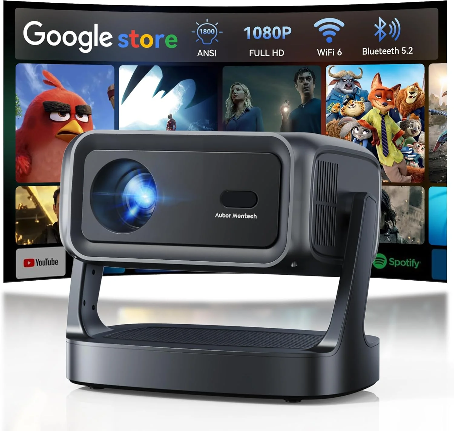 پروژکتور 4K با WiFi و بلوتوث، پروژکتور فیلم فضای باز 1800 ANSI با بیش از 10000 برنامه داخلی، پروژکتور هوشمند خانگی قابل حمل 1080P، کنترل صوتی و فوکوس خودکار/کیستون، بلندگوی دوگانه پروژکتور 4K با WiFi و بلوتوث، پروژکتور فیلم فضای باز 1800 ANSI با بیش از 10000 برنامه داخلی، پروژکتور هوشمند خانگی قابل حمل 1080P، کنترل صوتی و فوکوس خودکار/کیستون، بلندگوی دوگانه