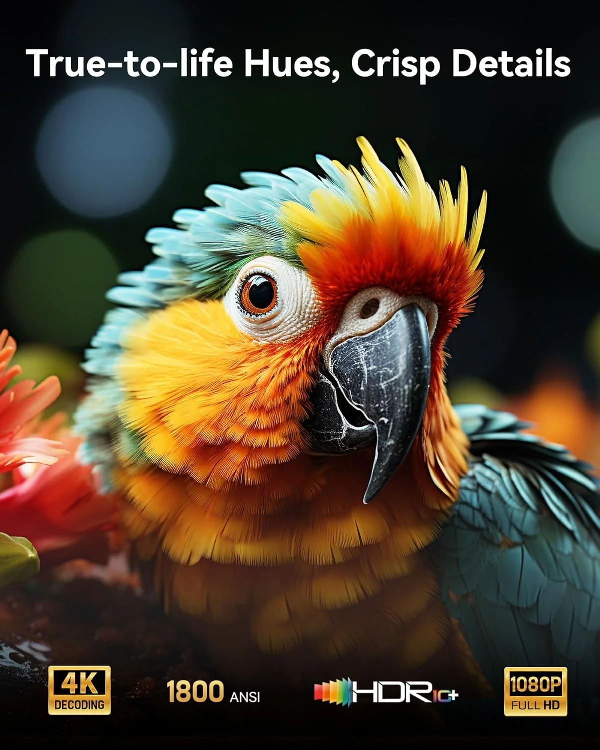 پروژکتور 4K با WiFi و بلوتوث، پروژکتور فیلم فضای باز 1800 ANSI با بیش از 10000 برنامه داخلی، پروژکتور هوشمند خانگی قابل حمل 1080P، کنترل صوتی و فوکوس خودکار/کیستون، بلندگوی دوگانه پروژکتور 4K با WiFi و بلوتوث، پروژکتور فیلم فضای باز 1800 ANSI با بیش از 10000 برنامه داخلی، پروژکتور هوشمند خانگی قابل حمل 1080P، کنترل صوتی و فوکوس خودکار/کیستون، بلندگوی دوگانه