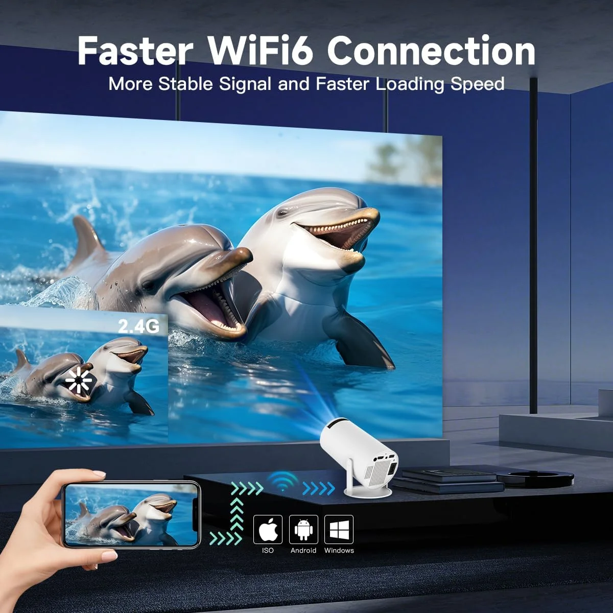 پروژکتور مینی ENUOSUMA، پشتیبانی از 4K 1080P، پروژکتور قابل حمل با WIFI6 دو بانده 5G بی سیم، بلوتوث 5.2، اندروید 11، 160 انسی لومن، چرخش 180 درجه، تصحیح خودکار کیستون، صفحه نمایش 35 تا 130 اینچ 001 پروژکتور مینی ENUOSUMA، پشتیبانی از 4K 1080P، پروژکتور قابل حمل با WIFI6 دو بانده 5G بی سیم، بلوتوث 5.2، اندروید 11، 160 انسی لومن، چرخش 180 درجه، تصحیح خودکار کیستون، صفحه نمایش 35 تا 130 اینچ 001