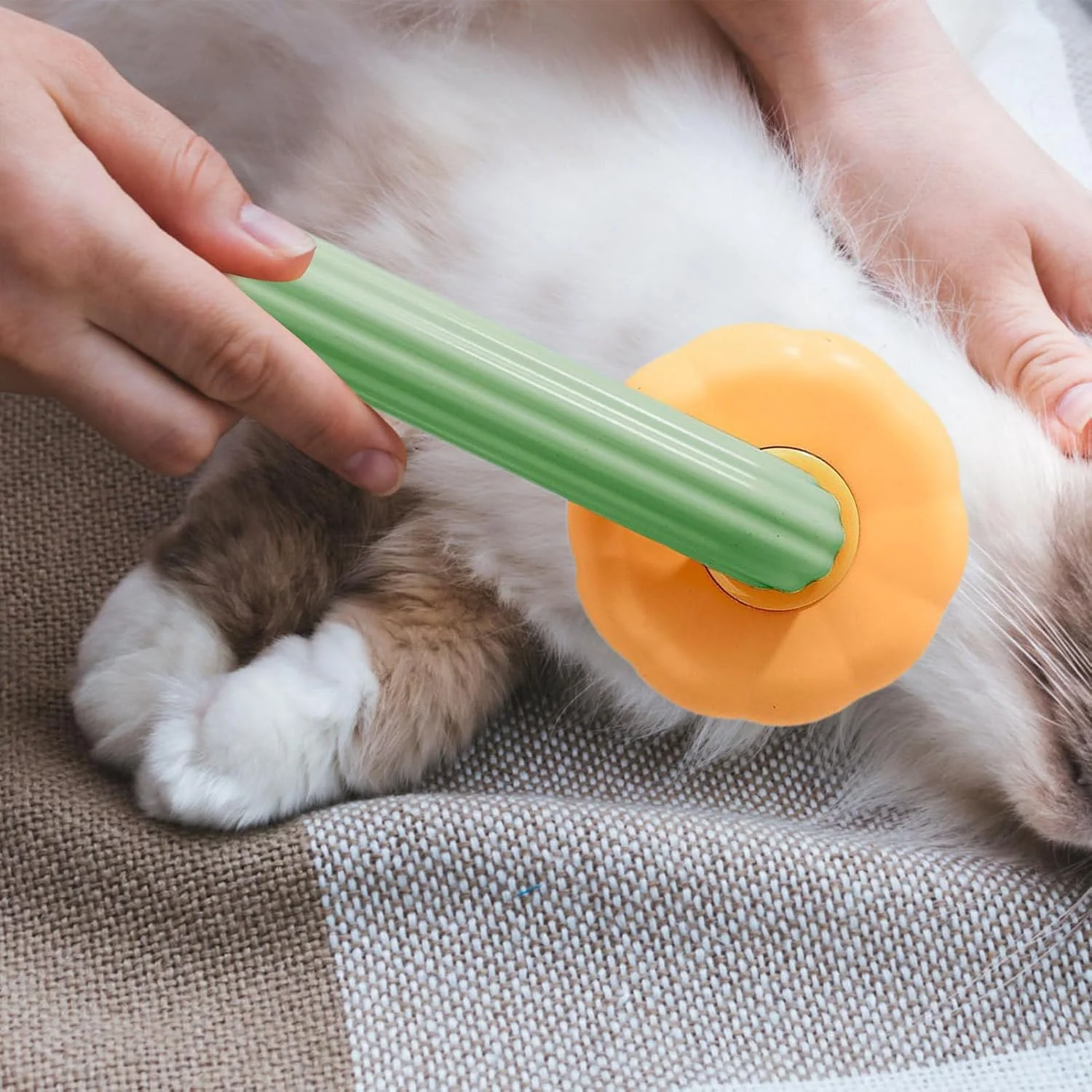 برس نظافت گربه - برس نظافت مو برای ریزش موی سگ | شانه ماساژ خود تمیز شونده با طراحی به شکل کدو تنبل برای حمام، شستشو، مراقبت از حیوانات خانگی، توله سگ، بچه گربه، داخل خانه