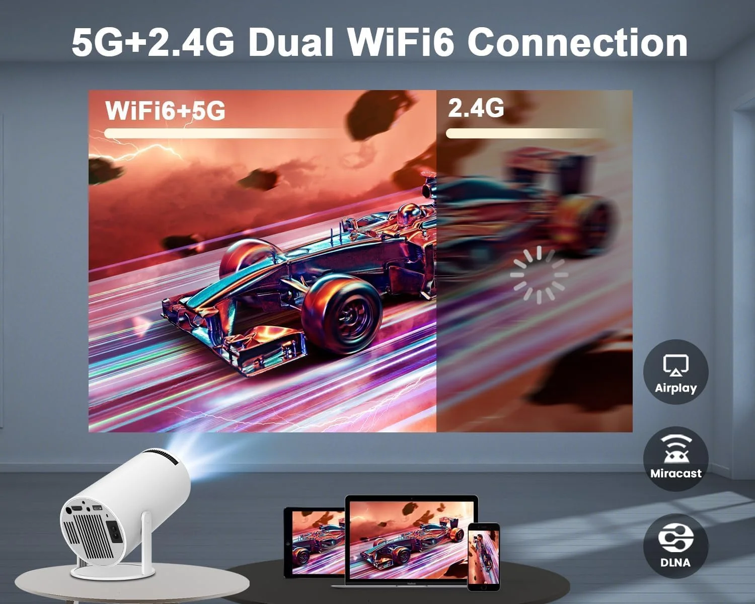 پروژکتور هوشمند مینی Dado با پشتیبانی از کیفیت 4K 1080P، پروژکتور قابل حمل WiFi 6 BT 5.0 اندروید 11، پروژکتور هوشمند با تصحیح افقی خودکار، پروژکتور فیلم 180 درجه قابل چرخش مناسب برای فضای باز سازگار با تلفن پروژکتور هوشمند مینی Dado با پشتیبانی از کیفیت 4K 1080P، پروژکتور قابل حمل WiFi 6 BT 5.0 اندروید 11، پروژکتور هوشمند با تصحیح افقی خودکار، پروژکتور فیلم 180 درجه قابل چرخش مناسب برای فضای باز سازگار با تلفن