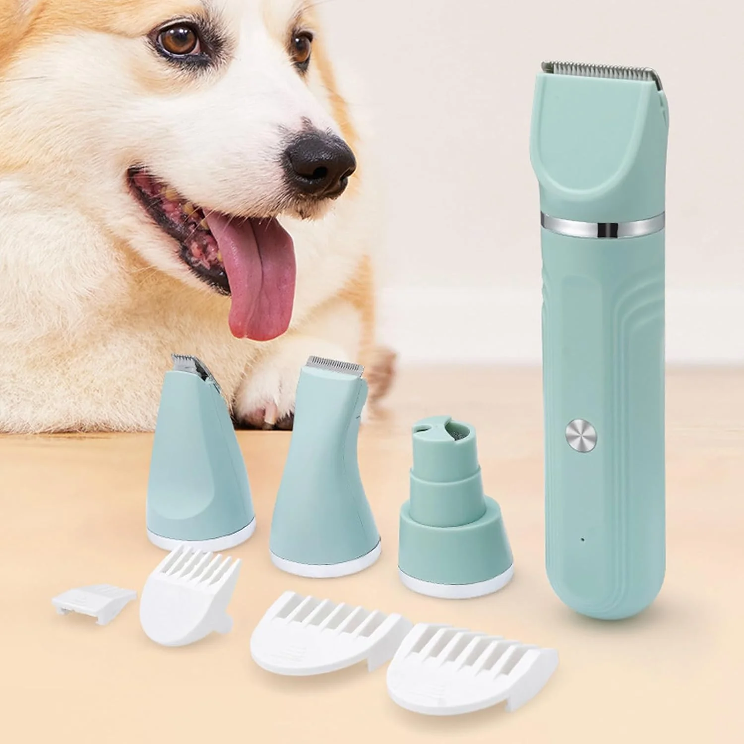 ست پیرایش سگ - ست پیرایش 4 در 1 برای سگ ها، ابزار برقی حرفه ای قیچی شارژی برای حمام توله سگ گربه خانگی در فضای داخلی ست پیرایش سگ - ست پیرایش 4 در 1 برای سگ ها، ابزار برقی حرفه ای قیچی شارژی برای حمام توله سگ گربه خانگی در فضای داخلی