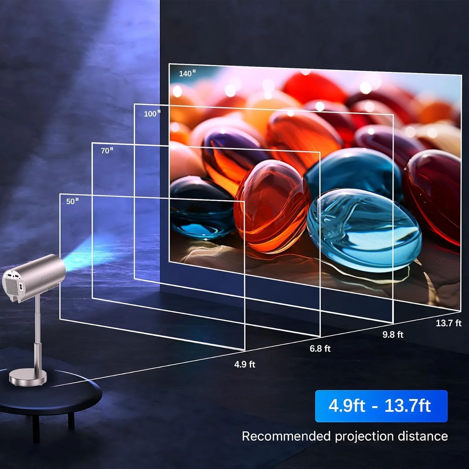 پروژکتور 4K Cangm-Store با WiFi و بلوتوث، پروژکتور قابل حمل با پشتیبانی از 1080P 4K، دارای پایه تاشو با قابلیت تنظیم ارتفاع 90 درجه، مناسب برای سینمای خانگی، پشتیبانی از HDMI، USB، PC، TV Box پروژکتور 4K Cangm-Store با WiFi و بلوتوث، پروژکتور قابل حمل با پشتیبانی از 1080P 4K، دارای پایه تاشو با قابلیت تنظیم ارتفاع 90 درجه، مناسب برای سینمای خانگی، پشتیبانی از HDMI، USB، PC، TV Box