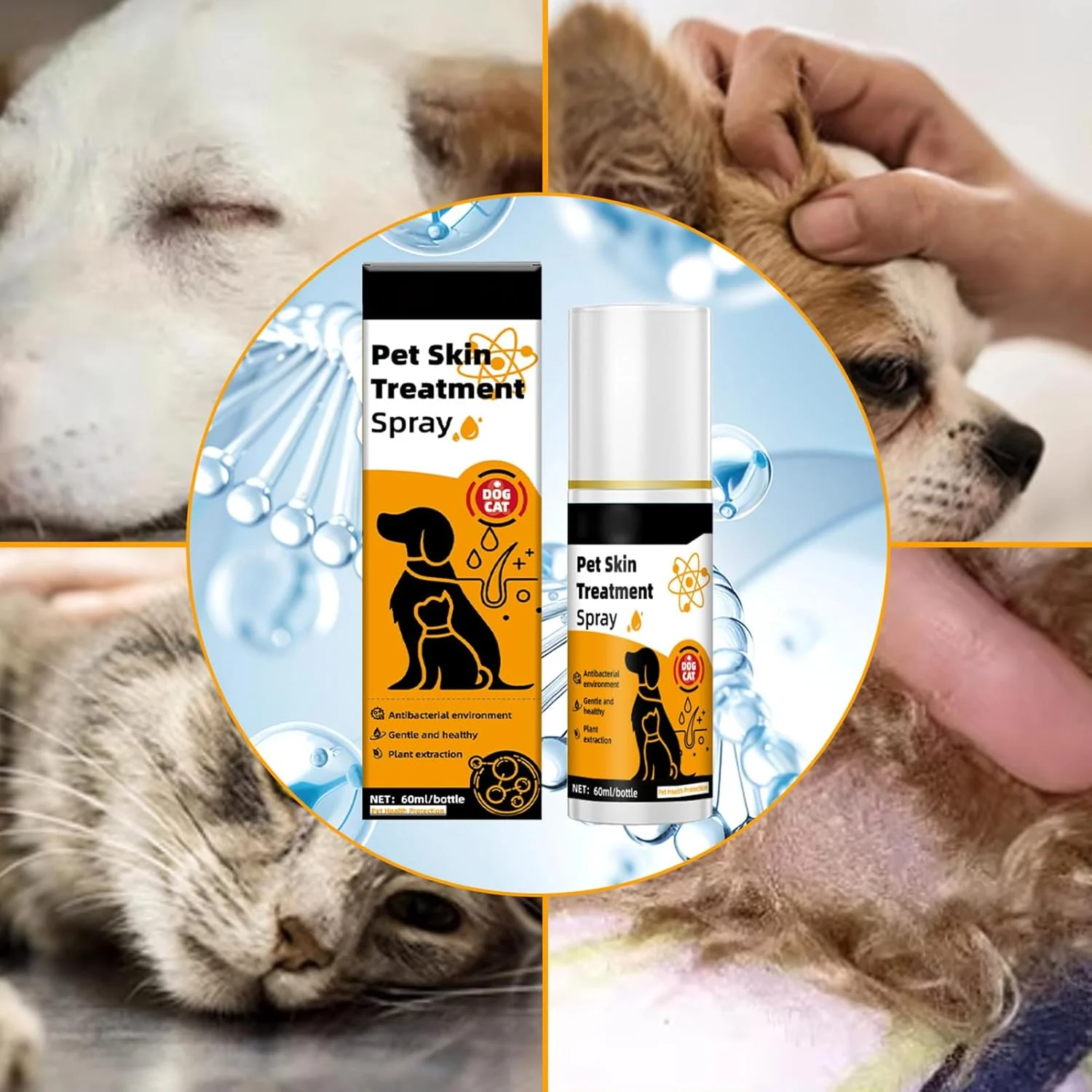 اسپری ضد خارش حیوانات خانگی | اسپری مراقبت حرفه ای پوست سگ | اسپری التیام بخش 60 میلی لیتری موثر برای مراقبت بعد از پیاده روی، بهداشت روزانه، حمام کردن، آسایش، فعالیت در فضای باز، مسافرت و نظافت اسپری ضد خارش حیوانات خانگی | اسپری مراقبت حرفه ای پوست سگ | اسپری التیام بخش 60 میلی لیتری موثر برای مراقبت بعد از پیاده روی، بهداشت روزانه، حمام کردن، آسایش، فعالیت در فضای باز، مسافرت و نظافت