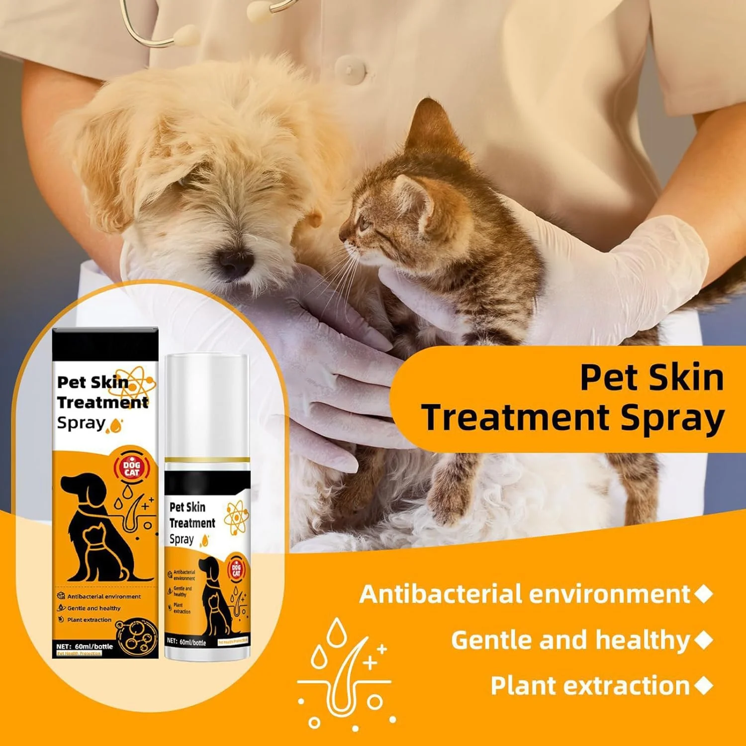 اسپری ضد خارش سگ | اسپری پوست خشک و تحریک شده - لوازم حیوانات خانگی تسکین دهنده 60 میلی لیتر، مه موثر برای مراقبت بعد از پیاده روی، بهداشت روزانه، حمام کردن، آسایش، فعالیت در فضای باز، مسافرت، نظافت