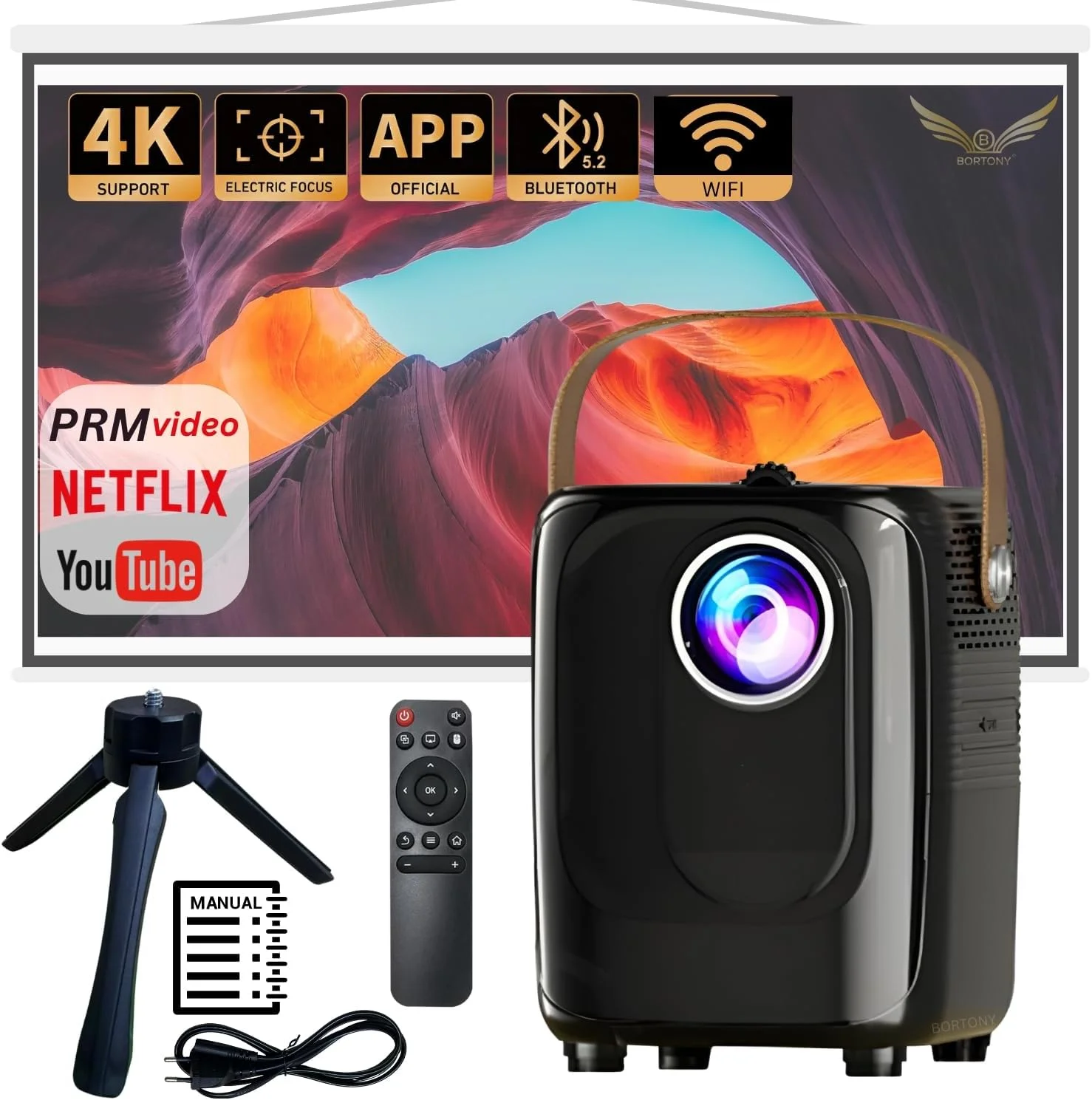 پروژکتور ویدئویی قابل حمل وای فای 5G مدل BORTONY Mini S10، 1920x1080P، پروژکتور چند رسانه ای هوشمند اندروید 8000 لومن، سینمای خانگی بلوتوث، پروژکتور فیلم، پشتیبانی از بلوتوث/وای فای/USB/کارت SD (مشکی) پروژکتور ویدئویی قابل حمل وای فای 5G مدل BORTONY Mini S10، 1920x1080P، پروژکتور چند رسانه ای هوشمند اندروید 8000 لومن، سینمای خانگی بلوتوث، پروژکتور فیلم، پشتیبانی از بلوتوث/وای فای/USB/کارت SD (مشکی)