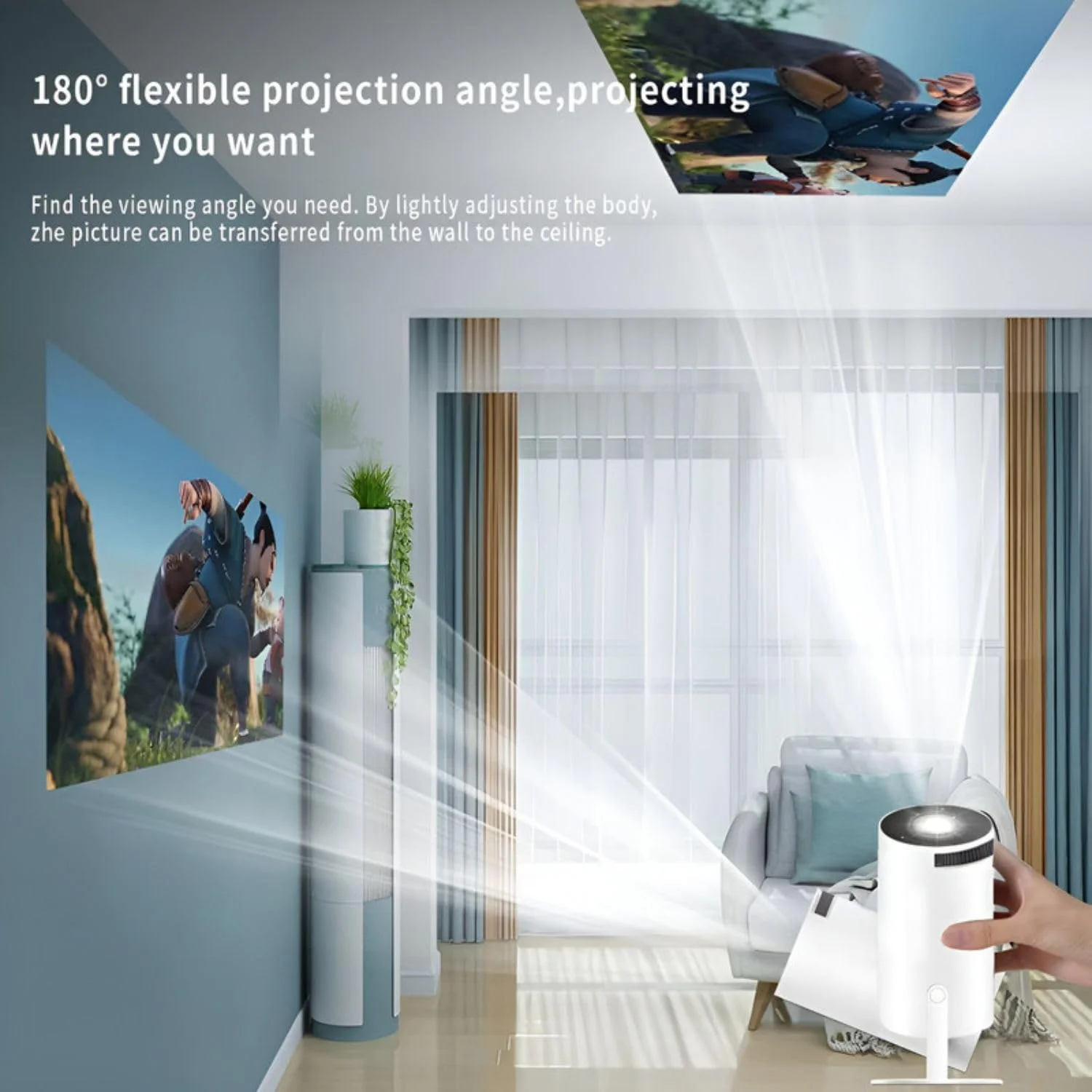 پروژکتور قابل حمل کوچک 4K BORTONY برای کمپینگ در فضای باز و خانه - 1280P Auto Keystone برای تلفن/دانگل تلویزیون/لپ تاپ (سفید) پروژکتور قابل حمل کوچک 4K BORTONY برای کمپینگ در فضای باز و خانه - 1280P Auto Keystone برای تلفن/دانگل تلویزیون/لپ تاپ (سفید)