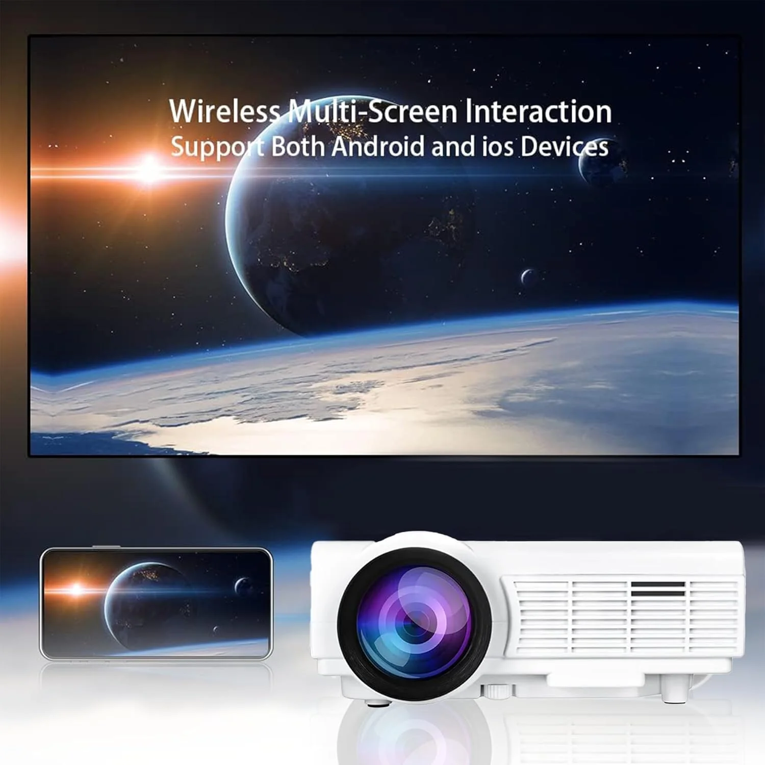 پروژکتور ویدئویی HD 1080P قابل حمل Bisha با WiFi 5G و بلوتوث، سازگار با تی وی استیک، HDMI، USB، PS5، iOS، Android Mirroring - ایده آل برای سینمای خانگی (پروژکتور ویدئویی) پروژکتور ویدئویی HD 1080P قابل حمل Bisha با WiFi 5G و بلوتوث، سازگار با تی وی استیک، HDMI، USB، PS5، iOS، Android Mirroring - ایده آل برای سینمای خانگی (پروژکتور ویدئویی)