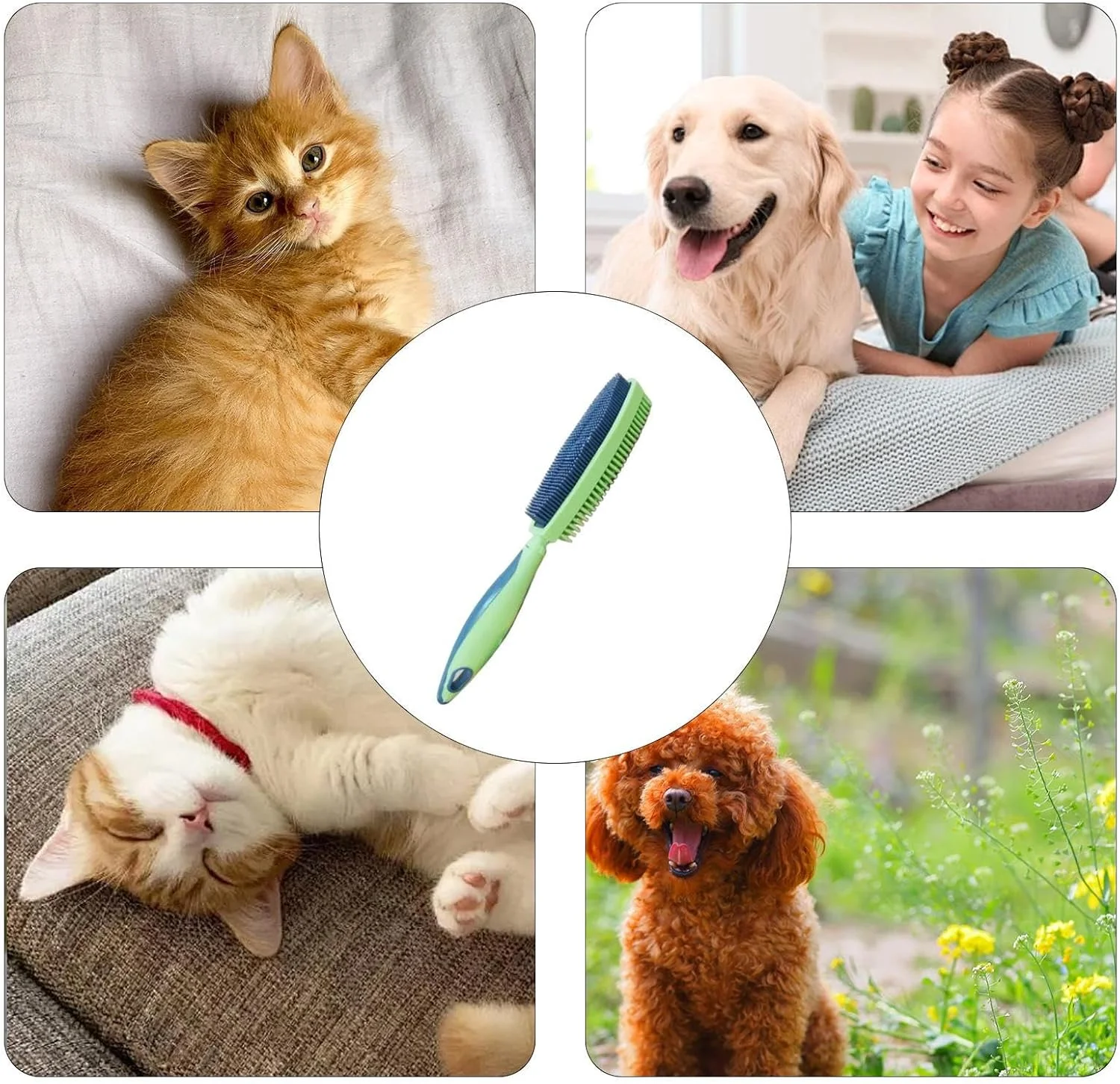 برس گربه | ابزار حرفه ای دو طرفه برای نظافت، برس نظافت سگ، برای تمیز کردن و از بین بردن موهای زائد حیوانات خانگی، خرگوش، بچه گربه و توله سگ