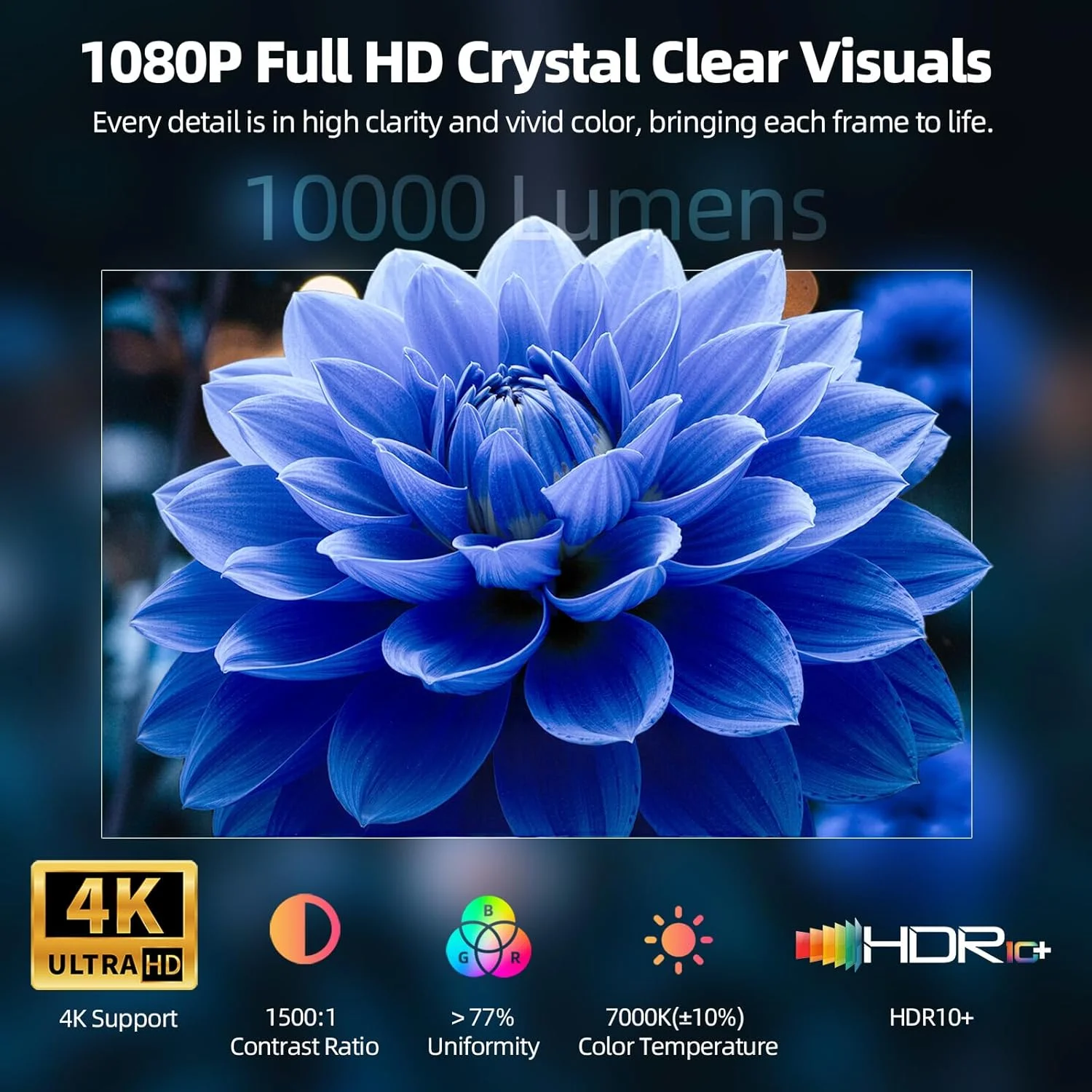 پروژکتور مینی 4K بتدو [دارای مجوز رسمی نتفلیکس]، پروژکتور چرخشی فول اچ دی 1080P، فوکوس خودکار/تصحیح کیستون، پروژکتور ویدئویی 10000 لومن با اندروید 13، بلوتوث 5.2، پروژکتور سینمای خانگی