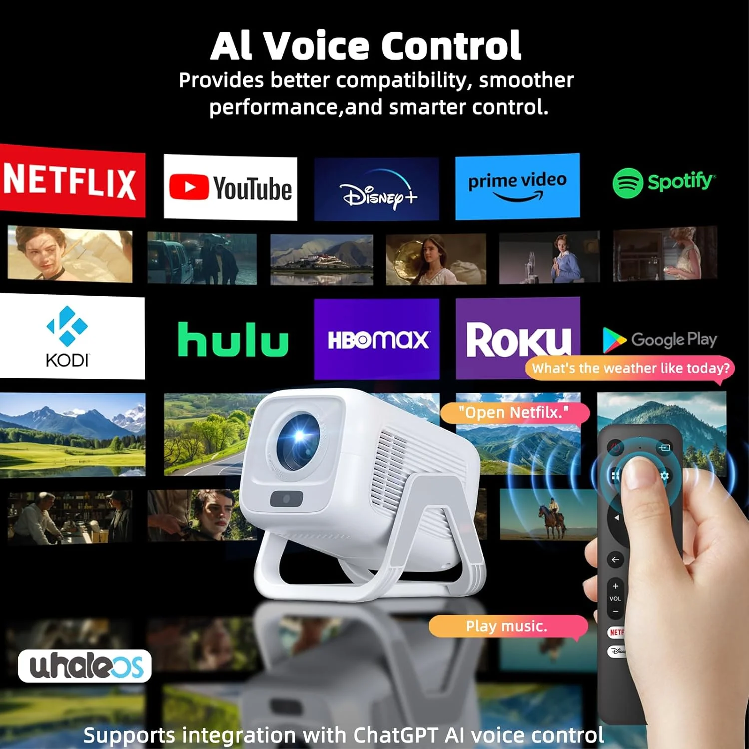 پروژکتور مینی 4K بتدو [دارای مجوز رسمی نتفلیکس]، پروژکتور چرخشی فول اچ دی 1080P، فوکوس خودکار/تصحیح کیستون، پروژکتور ویدئویی 10000 لومن با اندروید 13، بلوتوث 5.2، پروژکتور سینمای خانگی