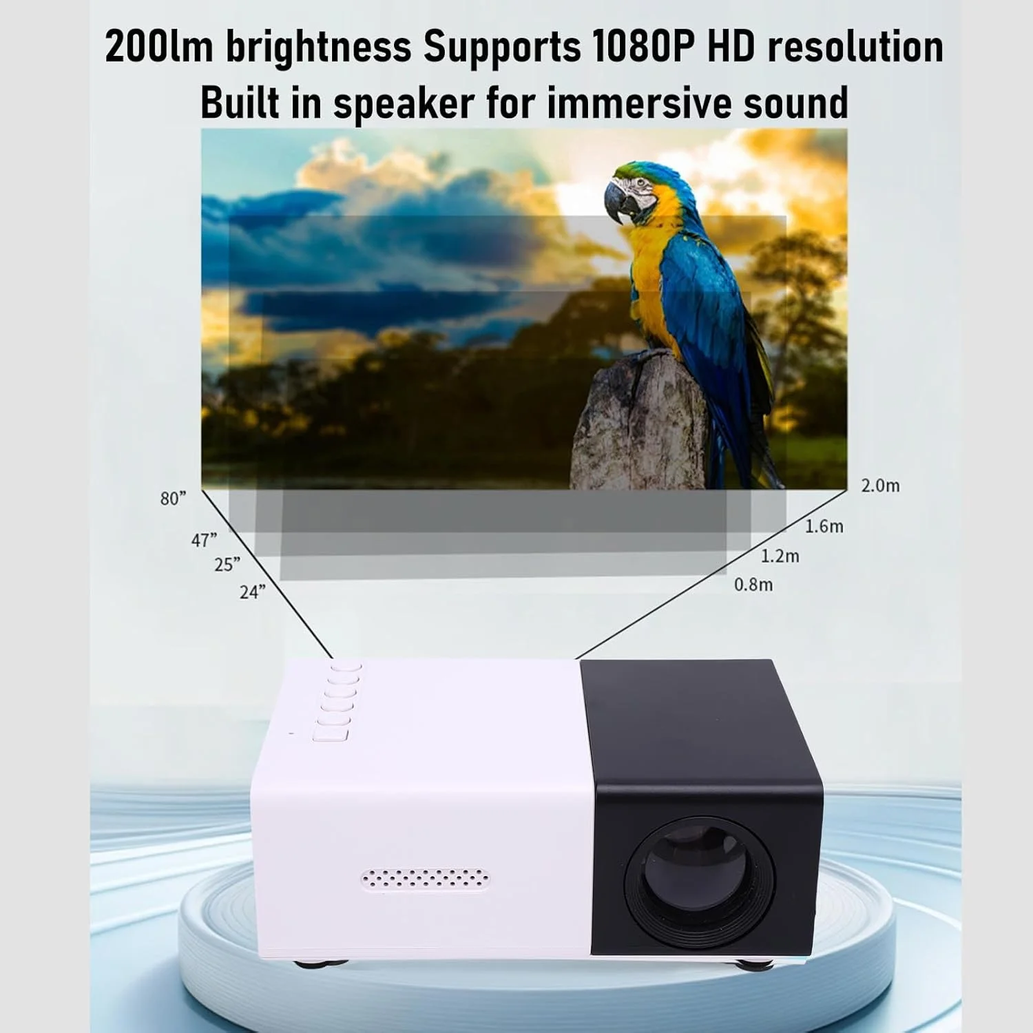 پروژکتور مینی Bewinner - پروژکتور قابل حمل 1080P HD، سینمای خانگی، پشتیبانی از کارت حافظه USB AV، فیلم کوچک قابل حمل برای تلفن ها و لپ تاپ ها (پلاگین UK) پروژکتور مینی Bewinner - پروژکتور قابل حمل 1080P HD، سینمای خانگی، پشتیبانی از کارت حافظه USB AV، فیلم کوچک قابل حمل برای تلفن ها و لپ تاپ ها (پلاگین UK)