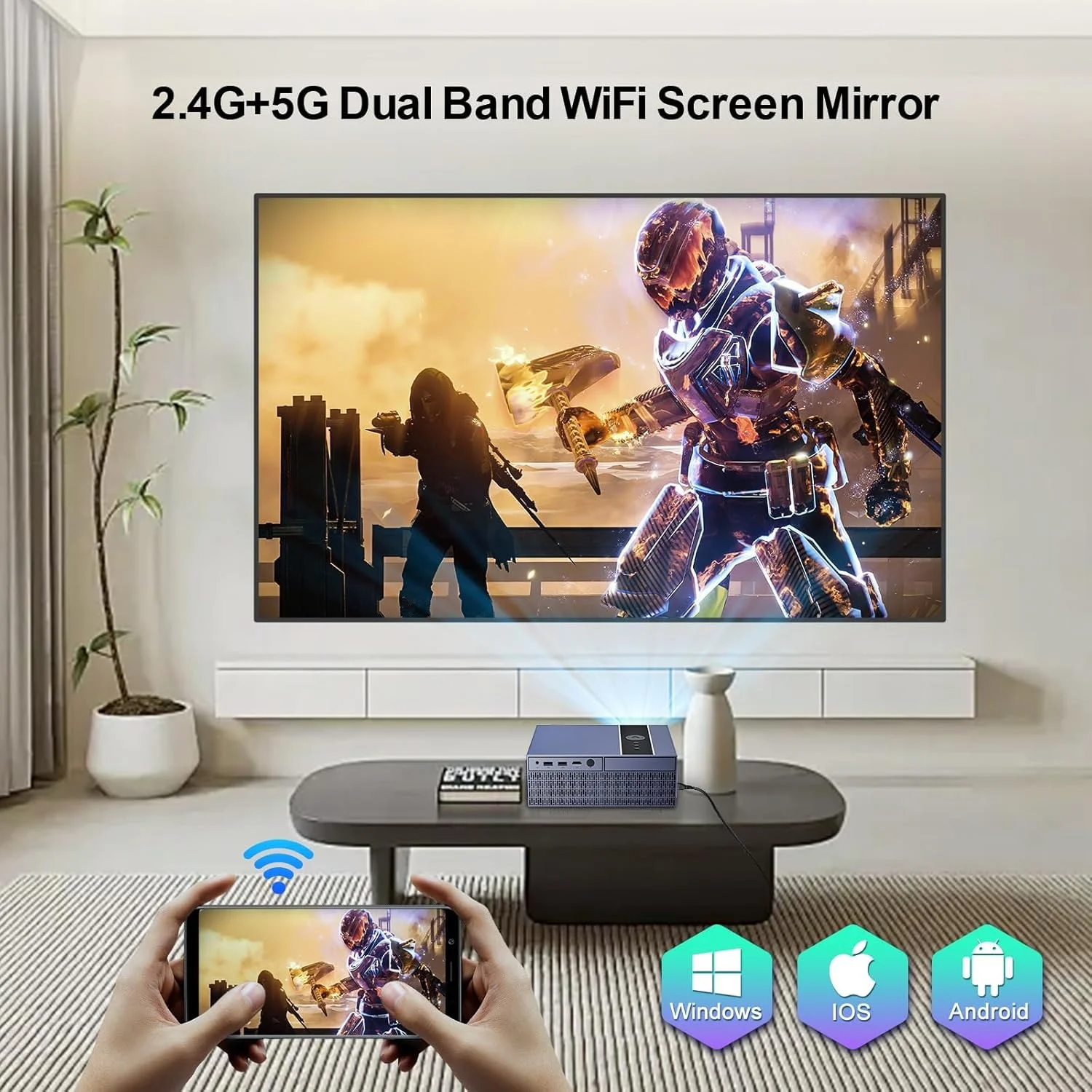 [برنامه‌های رسمی دارای مجوز و فوکوس خودکار هوش مصنوعی] سینمای خانگی XNANO UHD با صدای دالبی، پروژکتور هوشمند با WiFi 6 و بلوتوث 5.0، پروژکتور قابل حمل با کنترل از راه دور صوتی هوشمند، برنامه‌های پخش داخلی