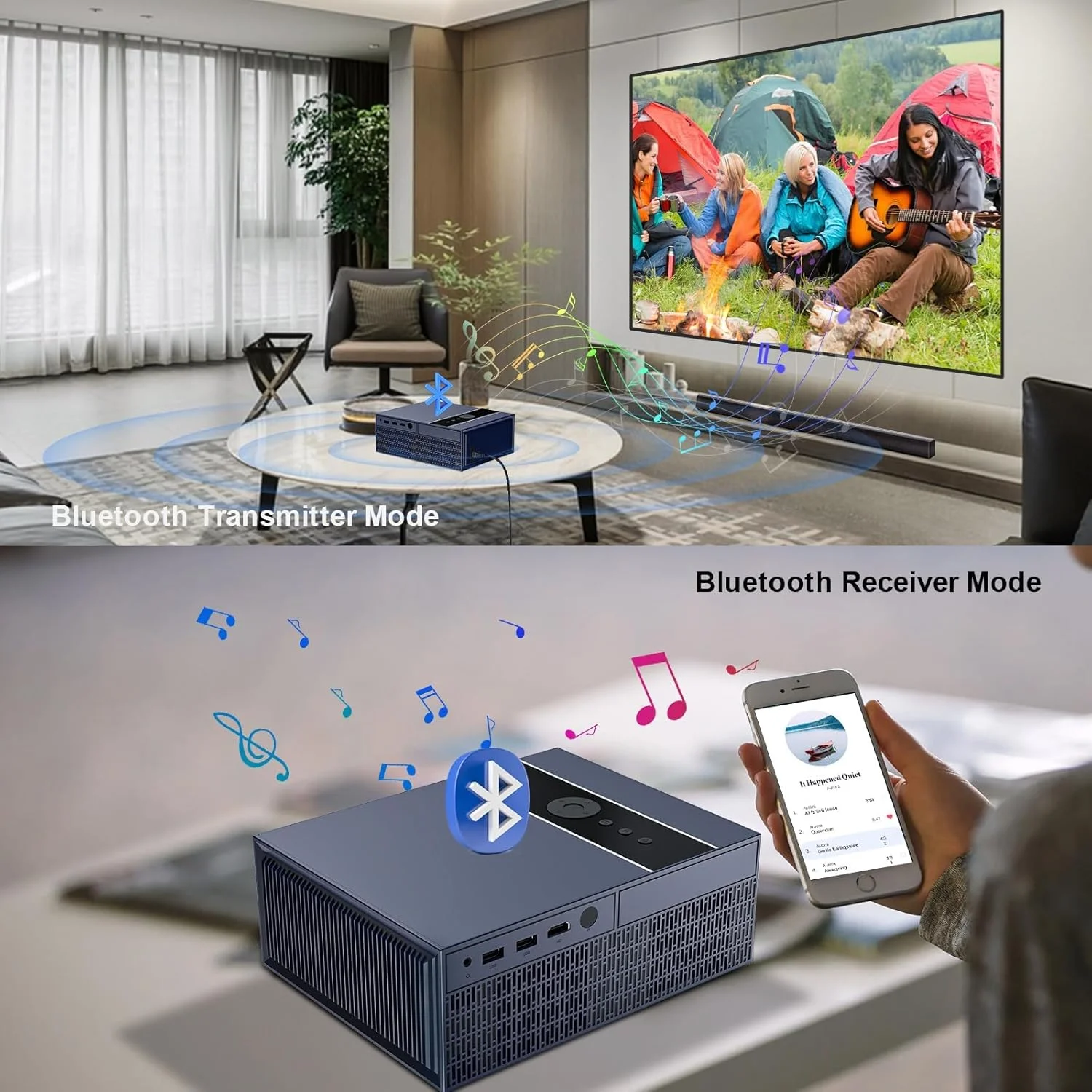 [برنامه‌های رسمی دارای مجوز و فوکوس خودکار هوش مصنوعی] سینمای خانگی XNANO UHD با صدای دالبی، پروژکتور هوشمند با WiFi 6 و بلوتوث 5.0، پروژکتور قابل حمل با کنترل از راه دور صوتی هوشمند، برنامه‌های پخش داخلی