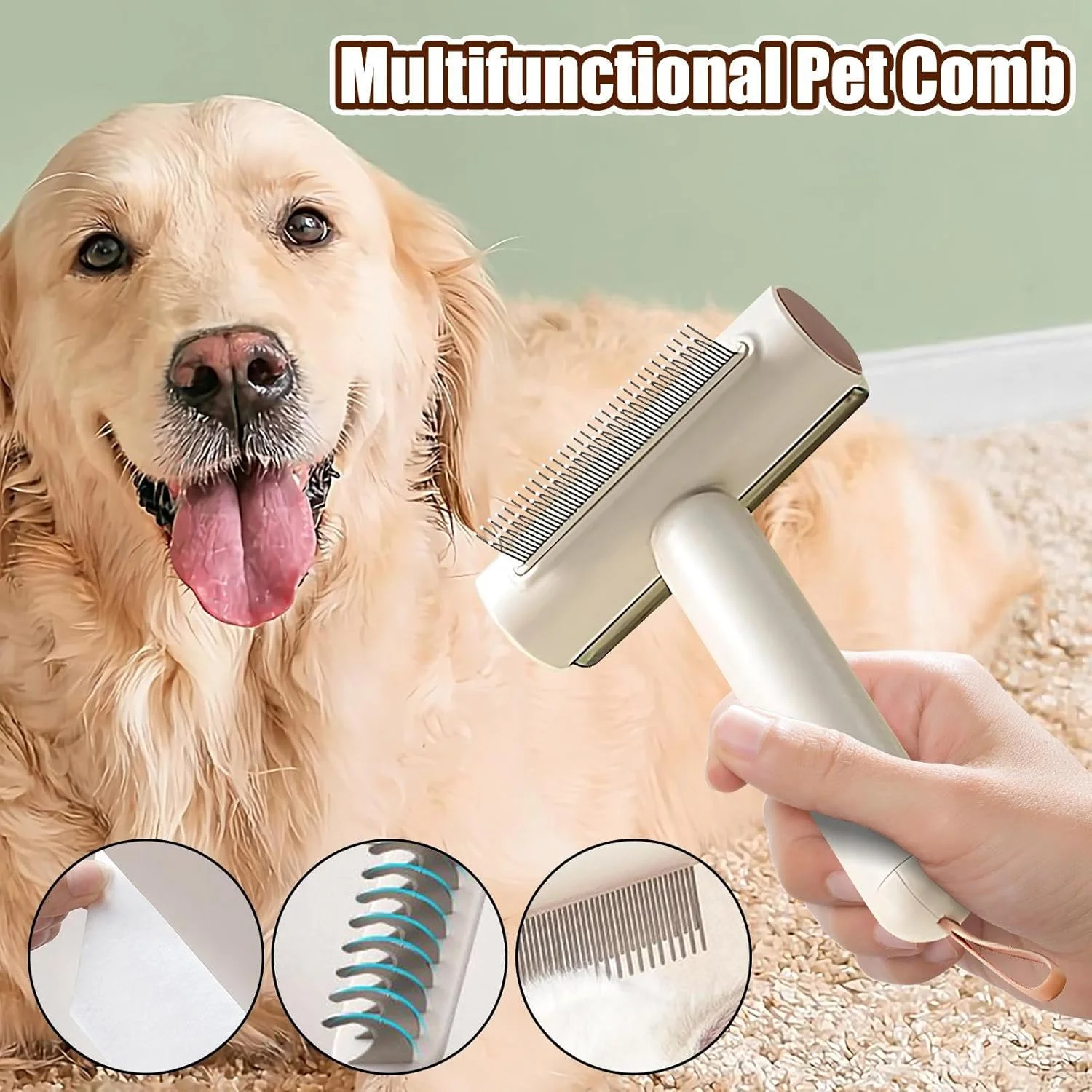 شانه گره باز کن سگ | برس ریزش مو سگ همراه با پرزگیر | شانه گره باز کن قابل حمل گربه برای حیوانات خانگی کوچک و بزرگ، بچه گربه ها و توله سگ ها