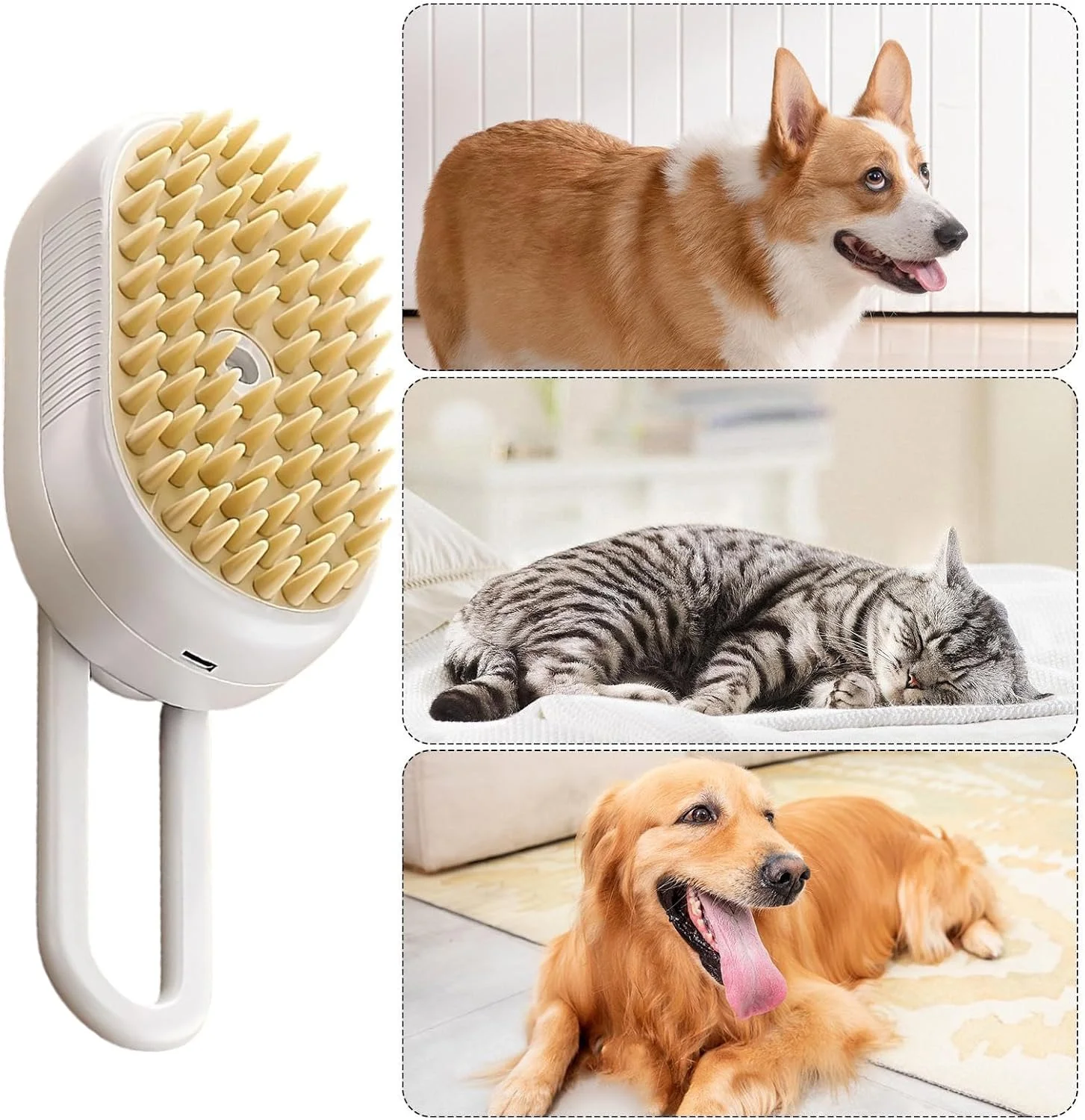 Cat Grooming Brush,Grooming Shedding Brush Cat Hair Remover - Rechargeable Pet Supplies Comb Cleaning Tools for Long Short Undercoat Removal Puppy Kitten Indoor Cat Grooming Brush,Grooming Shedding Brush Cat Hair Remover - Rechargeable Pet Supplies Comb Cleaning Tools for Long Short Undercoat Removal Puppy Kitten Indoor