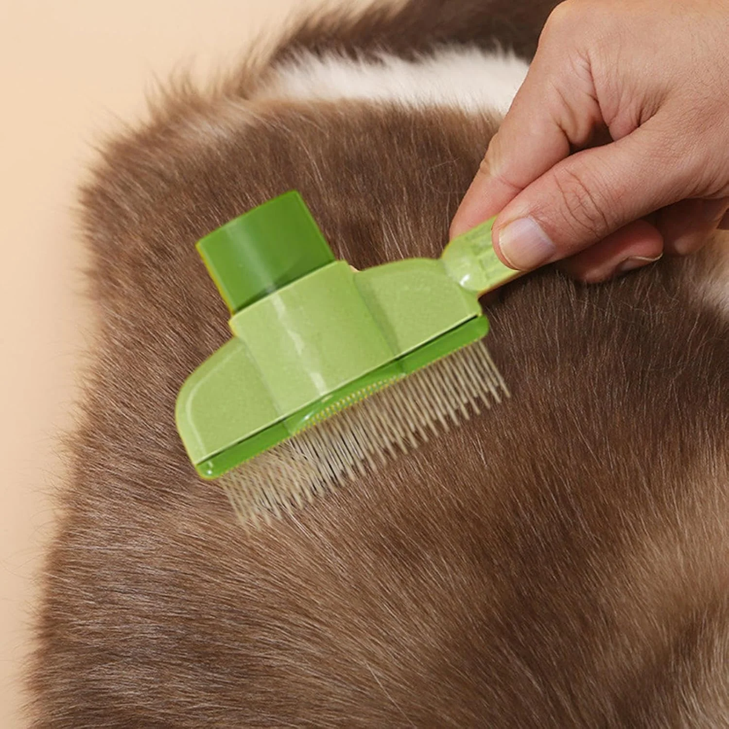 Cat Brush | Ergonomic Handle Click Cleaning Slicker Rake | Pet Brush | for Kitten Dog Pet Coat Care Bathing Cleaning Undercoat Dematting