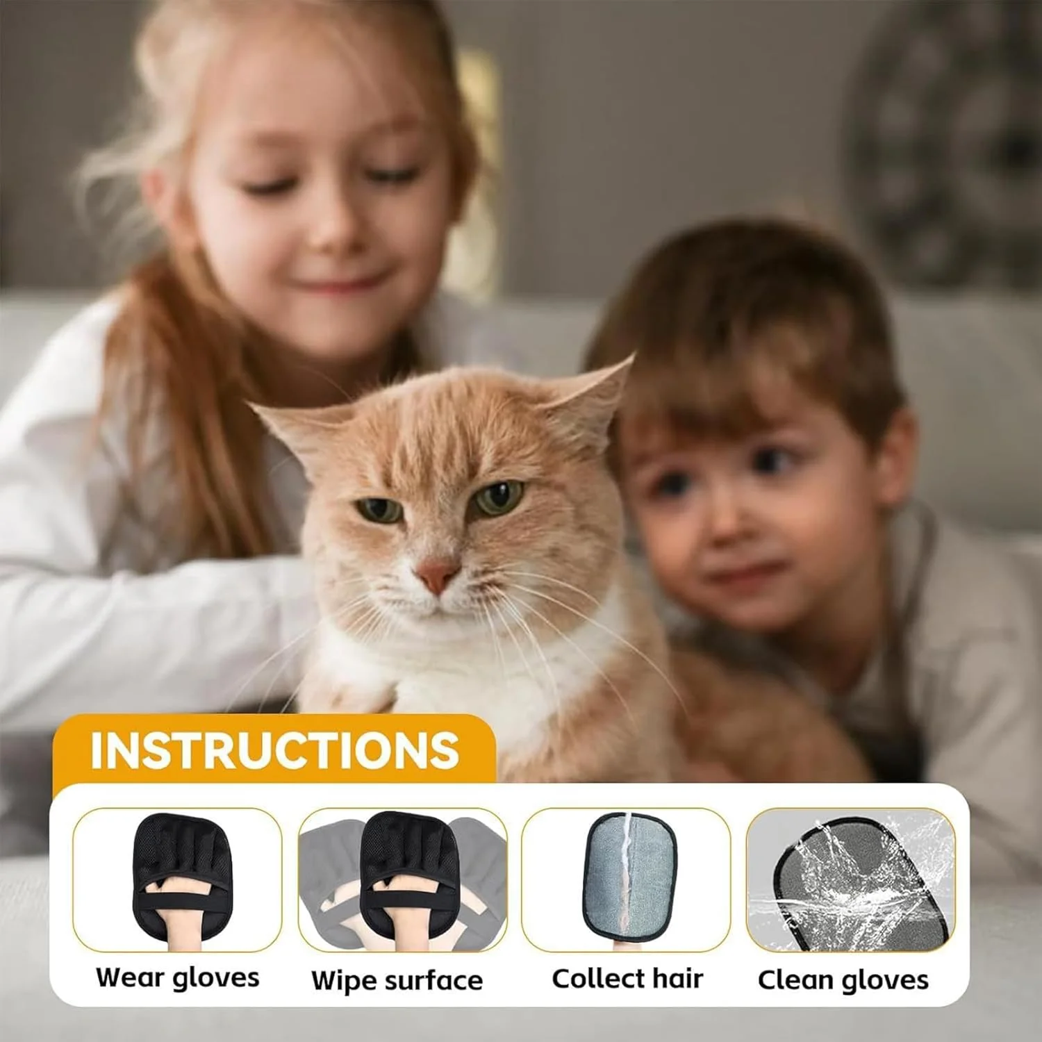 دستکش رفع موی حیوانات خانگی | برس دستکشی گربه، پاک کننده موی حیوانات خانگی - برس تمیز کننده الکترواستاتیک قابل استفاده مجدد برای حمام کردن بچه گربه، توله سگ، لباس، مبل، مبلمان، رختخواب، صندلی ماشین، فرش دستکش رفع موی حیوانات خانگی | برس دستکشی گربه، پاک کننده موی حیوانات خانگی - برس تمیز کننده الکترواستاتیک قابل استفاده مجدد برای حمام کردن بچه گربه، توله سگ، لباس، مبل، مبلمان، رختخواب، صندلی ماشین، فرش