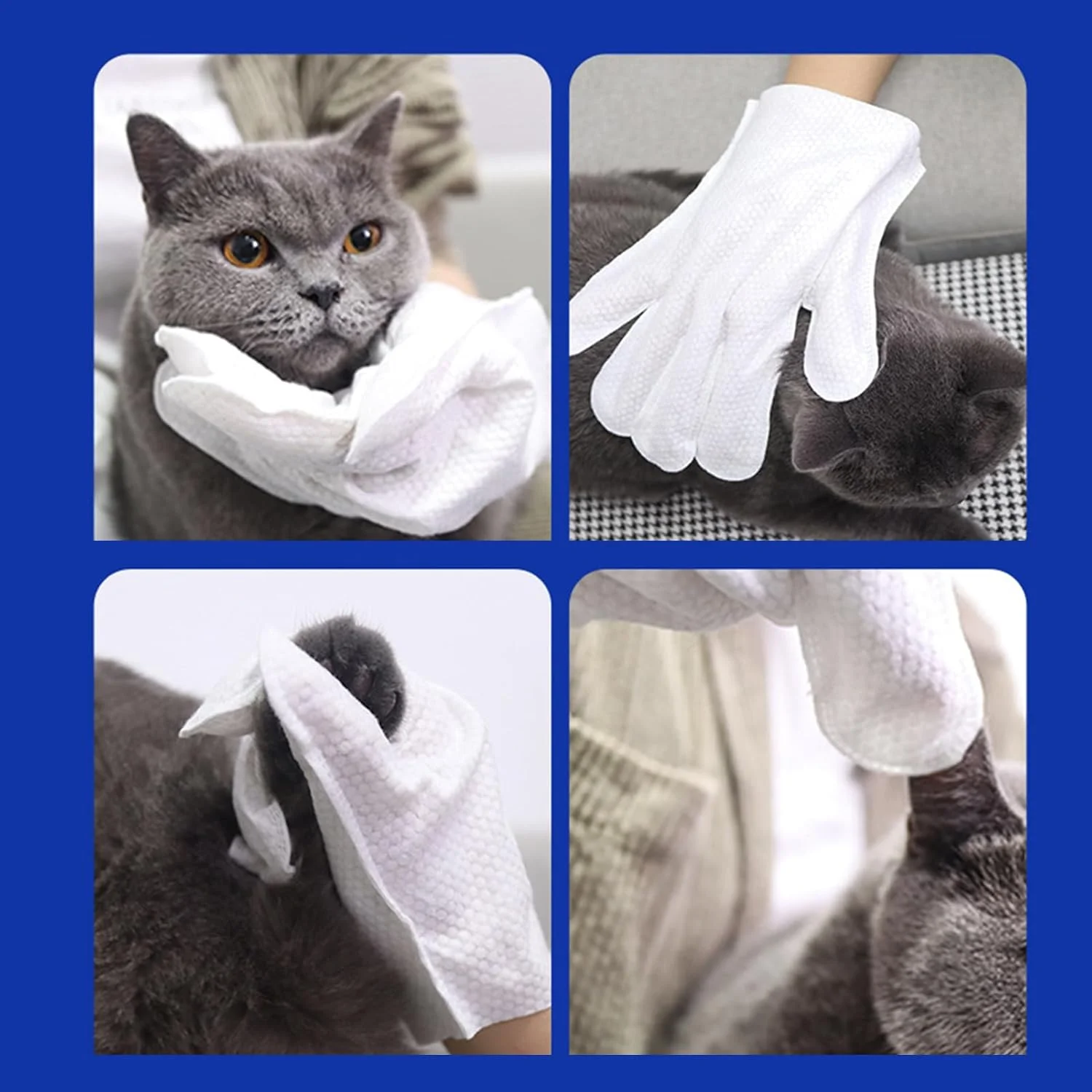 Dog Glove Wipes - Pet Dry Deodorizing Wipes - Portable No Rinse Dog Cleaning Glove for Walking Camping Travel Car Seniors Home Puppies Kittens Bunnies