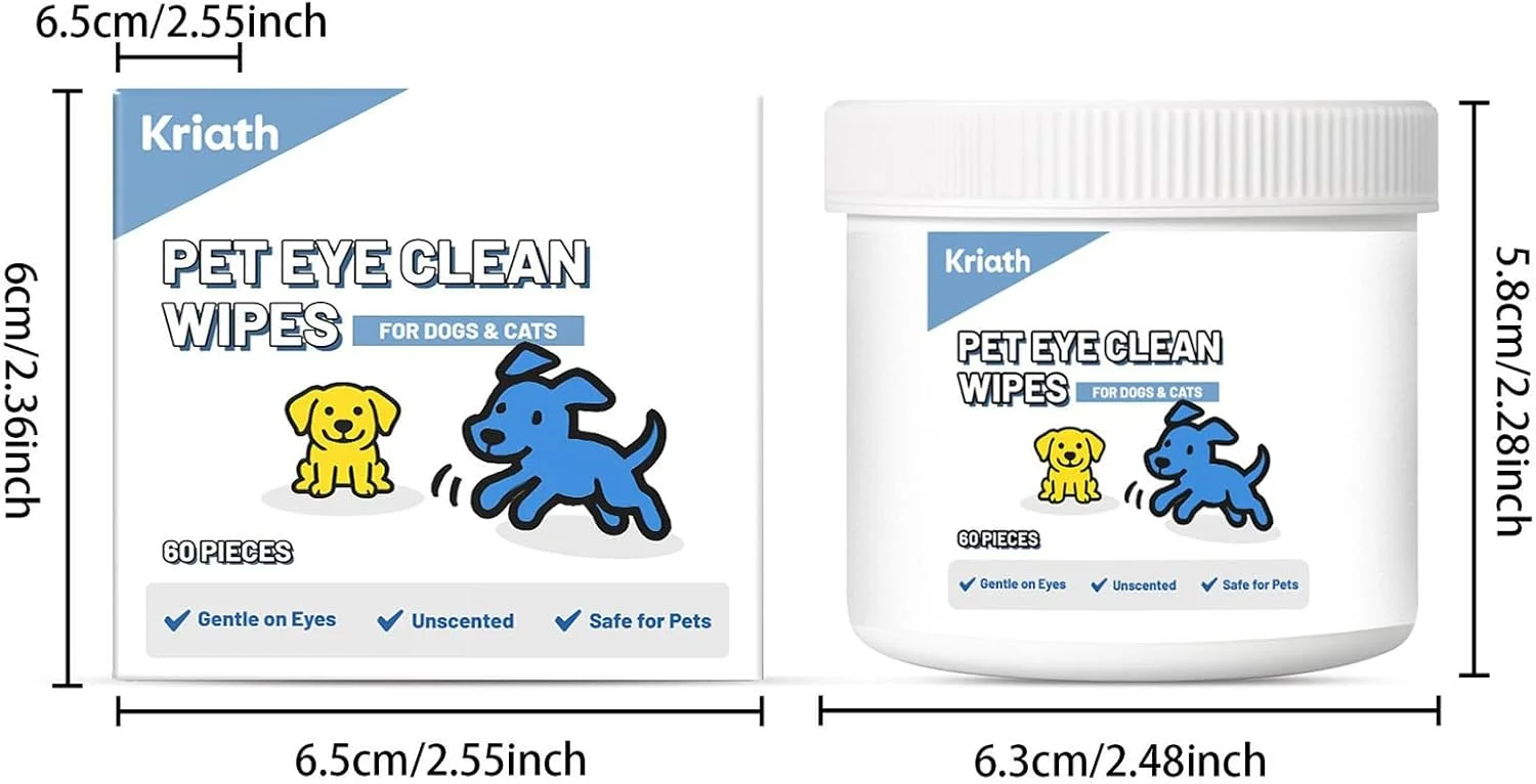 Dog Eye Wipes | Tear Stain Cleaner for Pet | Gentle Pet Tear Stain Wipes for Cats Travel Bathing Veterinary Home Use Outdoors Indoors