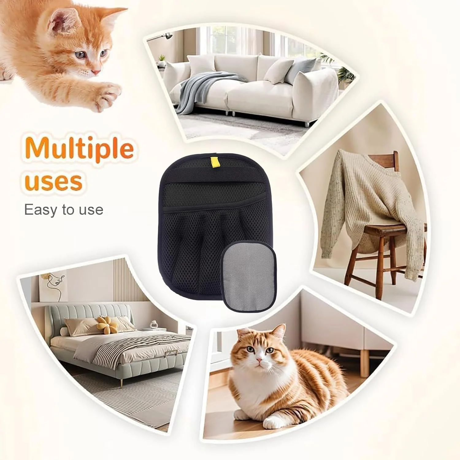 دستکش رفع موی حیوانات خانگی | برس دستکشی گربه، پاک کننده موی حیوانات خانگی - برس تمیز کننده الکترواستاتیک قابل استفاده مجدد برای حمام کردن بچه گربه، توله سگ، لباس، مبل، مبلمان، رختخواب، صندلی ماشین، فرش دستکش رفع موی حیوانات خانگی | برس دستکشی گربه، پاک کننده موی حیوانات خانگی - برس تمیز کننده الکترواستاتیک قابل استفاده مجدد برای حمام کردن بچه گربه، توله سگ، لباس، مبل، مبلمان، رختخواب، صندلی ماشین، فرش