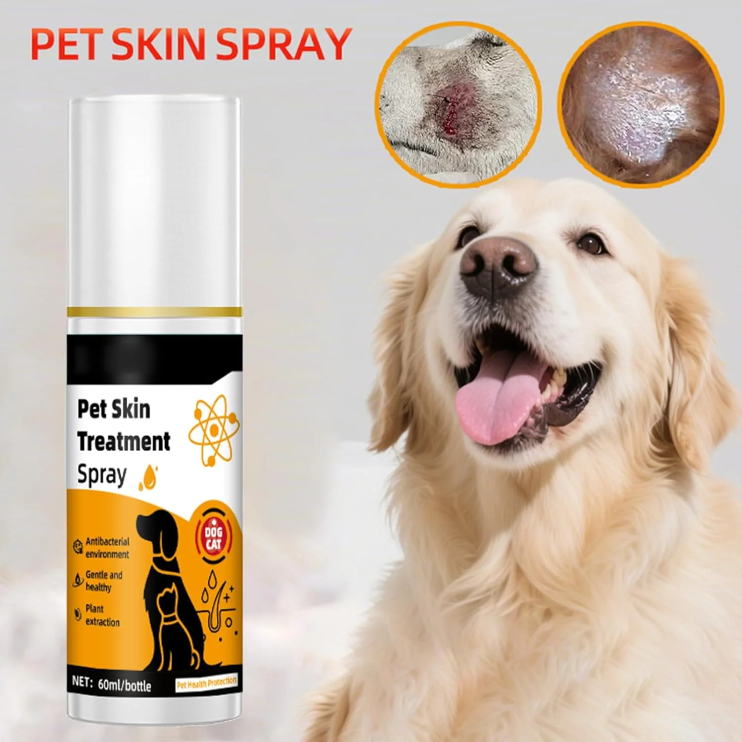 اسپری ضد خارش حیوانات خانگی، اسپری رفع تحریکات پوستی سگ - لوازم آرامش بخش حیوانات خانگی 60 میلی لیتر، مه پاش موثر برای مراقبت بعد از پیاده روی، بهداشت روزانه، حمام کردن، آسایش، فعالیت در فضای باز، مسافرت و نظافت