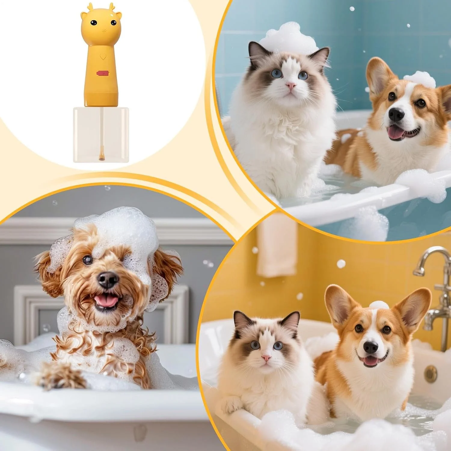 دیسپنسر صابون سگ | دستگاه اسپری فوم تمیز کننده سگ برقی - بطری لوسیون لوازم جانبی حمام حیوانات خانگی برای وان، تمیز کردن مدفوع، شستشو، سینک، آشپزخانه، نظافت منزل دیسپنسر صابون سگ | دستگاه اسپری فوم تمیز کننده سگ برقی - بطری لوسیون لوازم جانبی حمام حیوانات خانگی برای وان، تمیز کردن مدفوع، شستشو، سینک، آشپزخانه، نظافت منزل