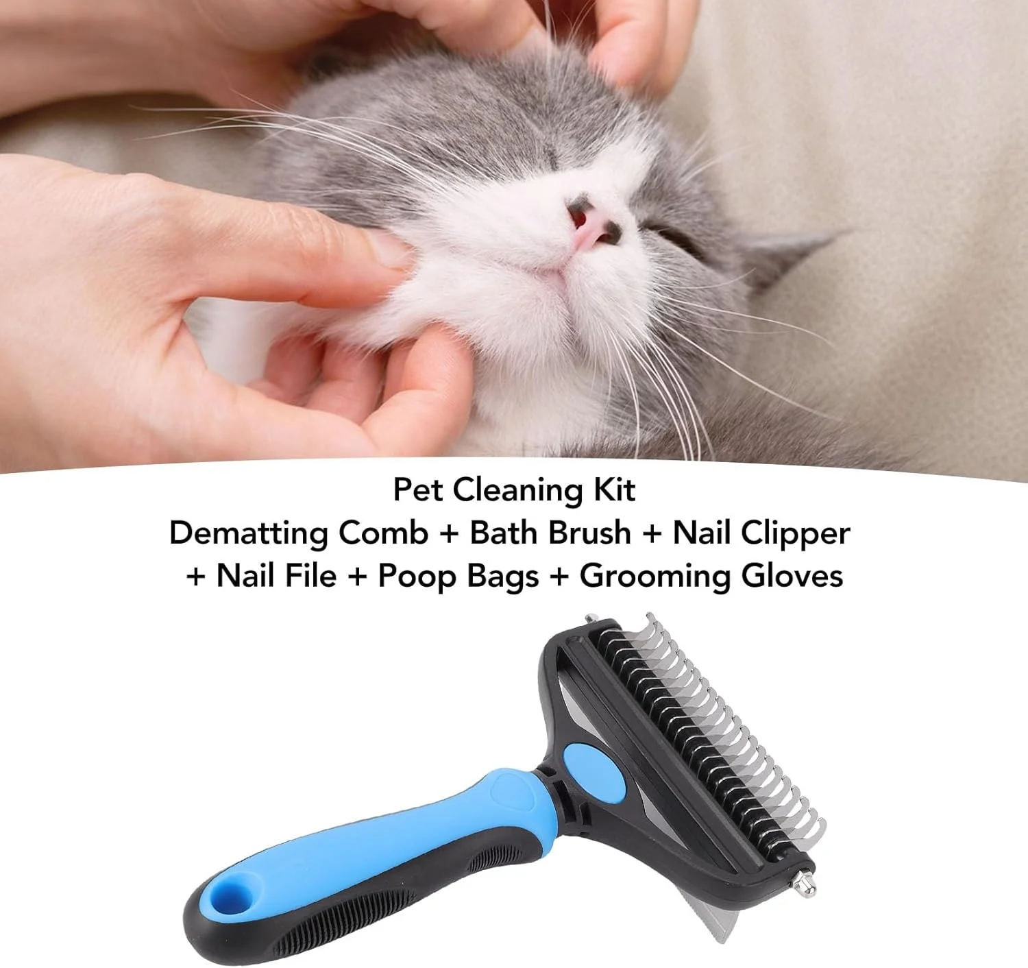 ست پیرایش حیوانات خانگی Depisuta، شانه گره باز کن و ریزش موی حرفه ای از جنس استیل ضد زنگ و ناخن گیر با دسته ارگونومیک، برای سگ ها و گربه ها کنترل ریزش موهای بلند