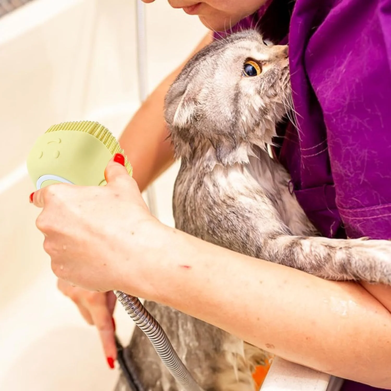 برس حمام سگ | برس نظافت سگ با مخزن صابون، شانه ماساژ ابزار نظافت حیوانات خانگی برای بچه گربه ها توله سگ ها هتل اسپا سرپوشیده دوش