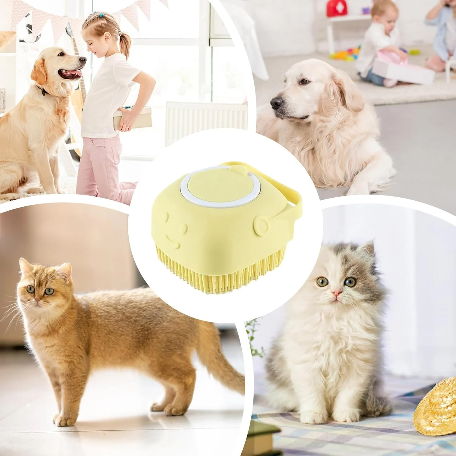 برس دوش سگ - اسکرابر سگ برای حمام با پخش کننده صابون، ابزار نظافت حیوانات خانگی شانه ماساژ برای بچه گربه ها توله سگ ها هتل اسپا داخلی