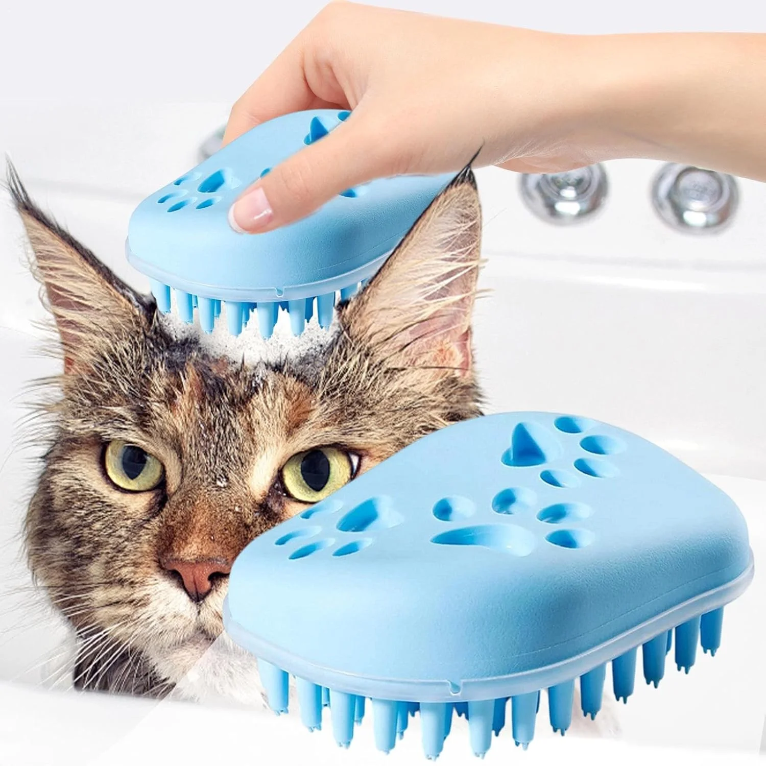 برس تمیز کننده سگ | برس ماساژ آرامش بخش | پاک کننده سیلیکونی نرم شانه ارگونومیک برای مراقبت روزانه نظافت منزل مسافرت شستشو حمام در فضای باز آرامش