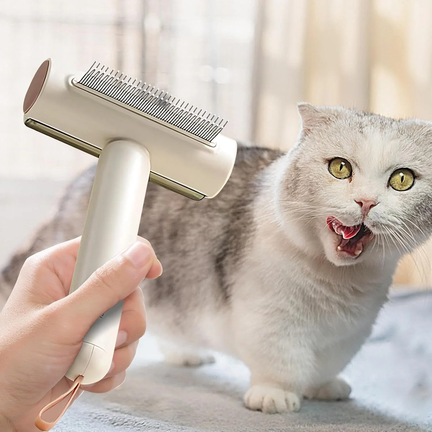 برس نظافت سگ | برس موی سگ به همراه پرزگیر - ابزار از بین بردن گره موی گربه از جنس استیل ضد زنگ برای بچه گربه ها، توله سگ ها و حیوانات بزرگ و متوسط