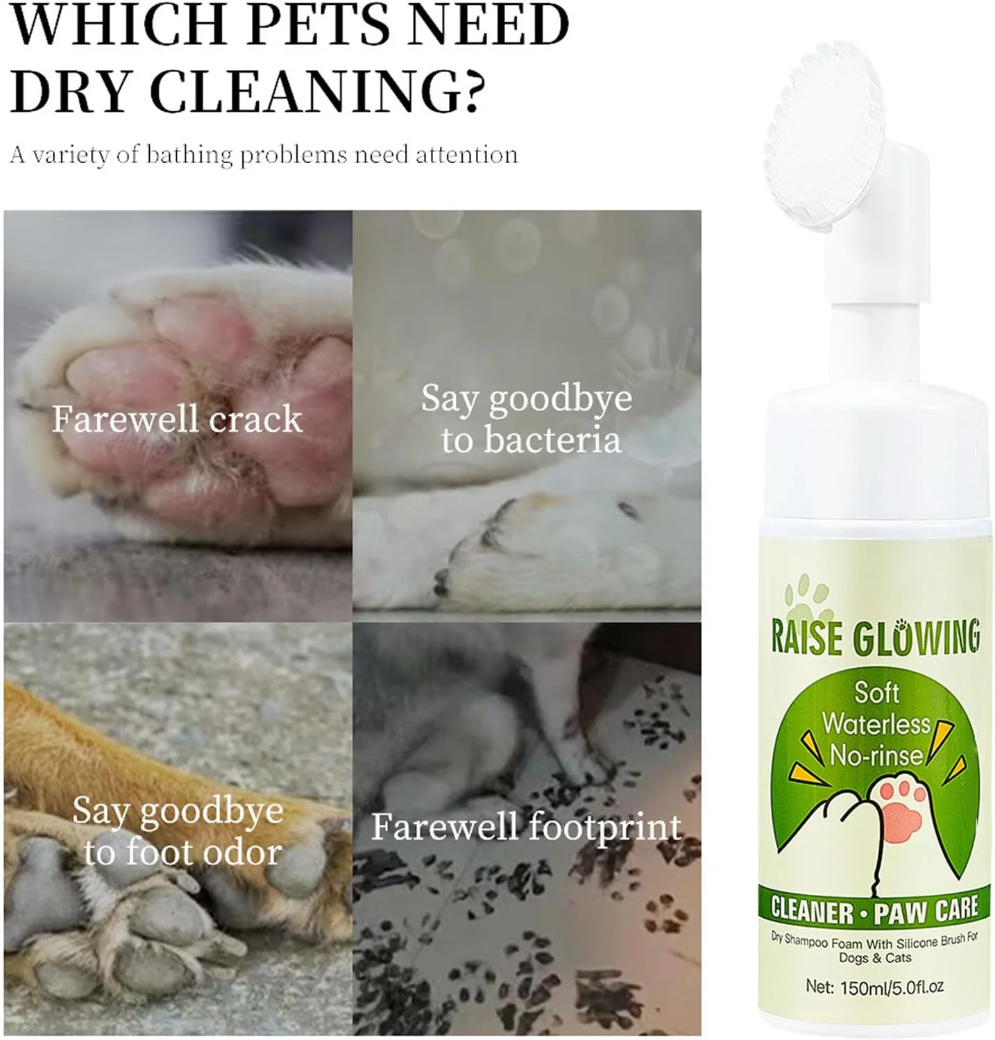 تمیز کننده پنجه گربه - تمیز کننده فوم مرطوب کننده | شستشوی پنجه سگ - برای حمام مسافرتی، نظافت منزل، نظافت، پیاده روی، روتین روزانه در فضای باز تمیز کننده پنجه گربه - تمیز کننده فوم مرطوب کننده | شستشوی پنجه سگ - برای حمام مسافرتی، نظافت منزل، نظافت، پیاده روی، روتین روزانه در فضای باز