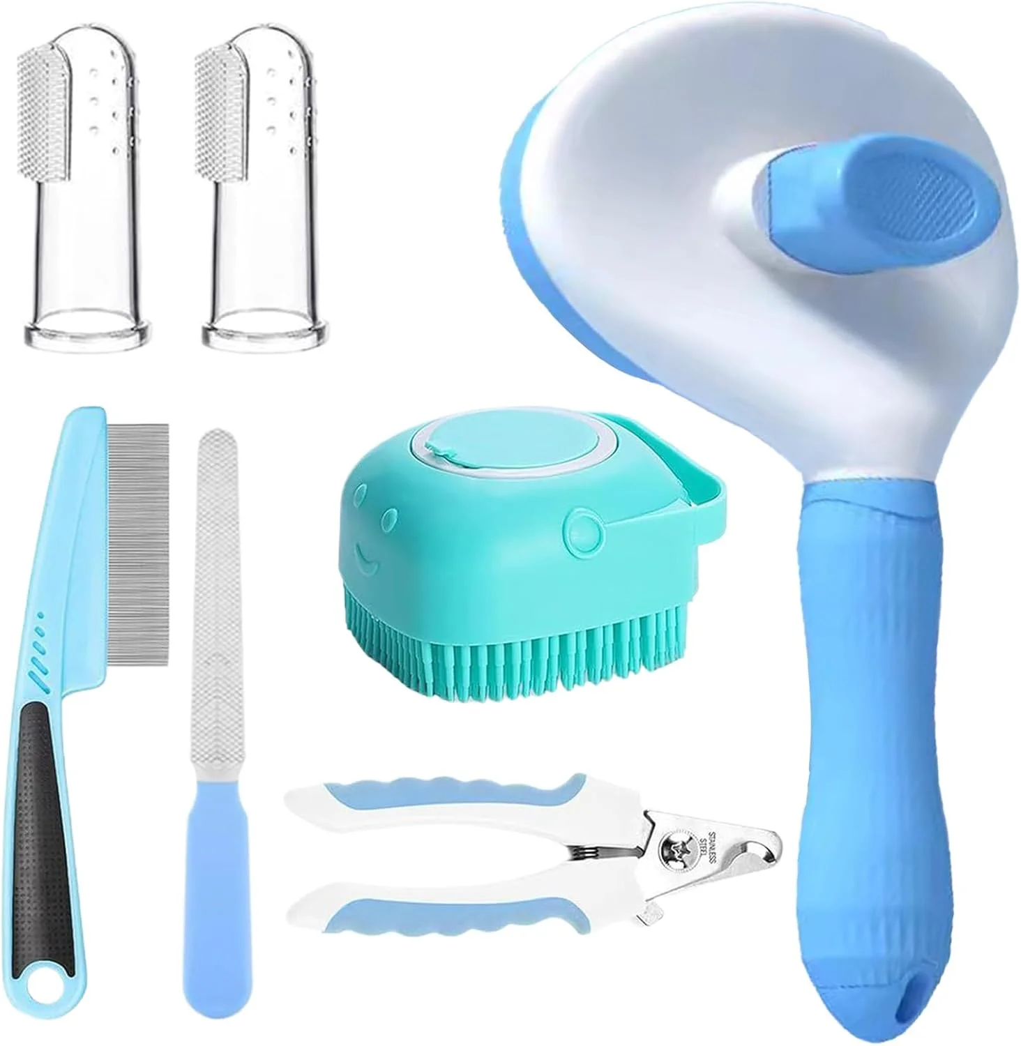 لوازم نظافت گربه | ابزار نظافت حرفه ای - برس سگ به همراه ناخن گیر و سوهان | برای تمیز کردن، حمام و شستشوی حیوانات خانگی، خرگوش، بچه گربه و توله سگ