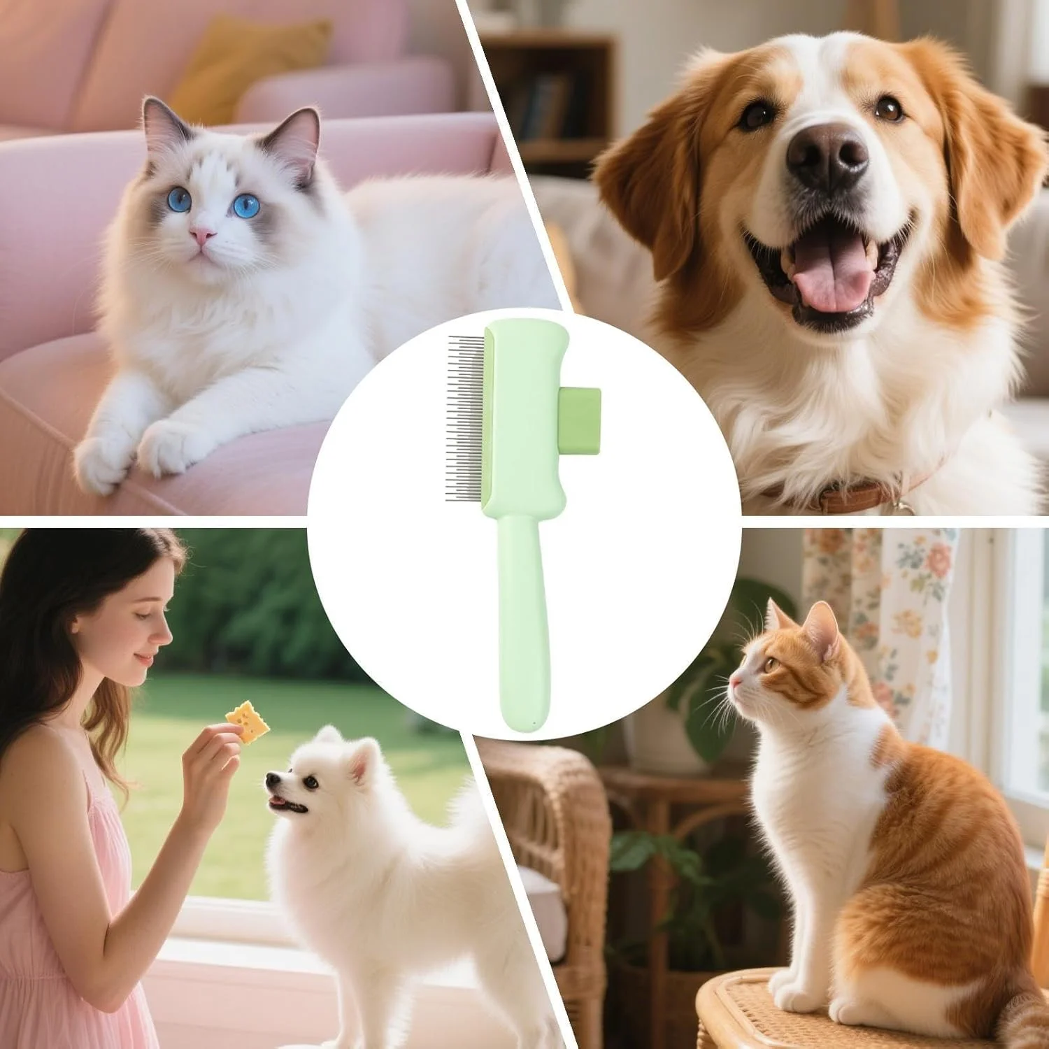 شانه گره باز کن گربه، شانه ماساژ برای گربه ها - برس های ماساژ سگ با طراحی ارگونومیک، لوازم حیوانات خانگی برای همستر، خرگوش، بچه گربه، توله سگ