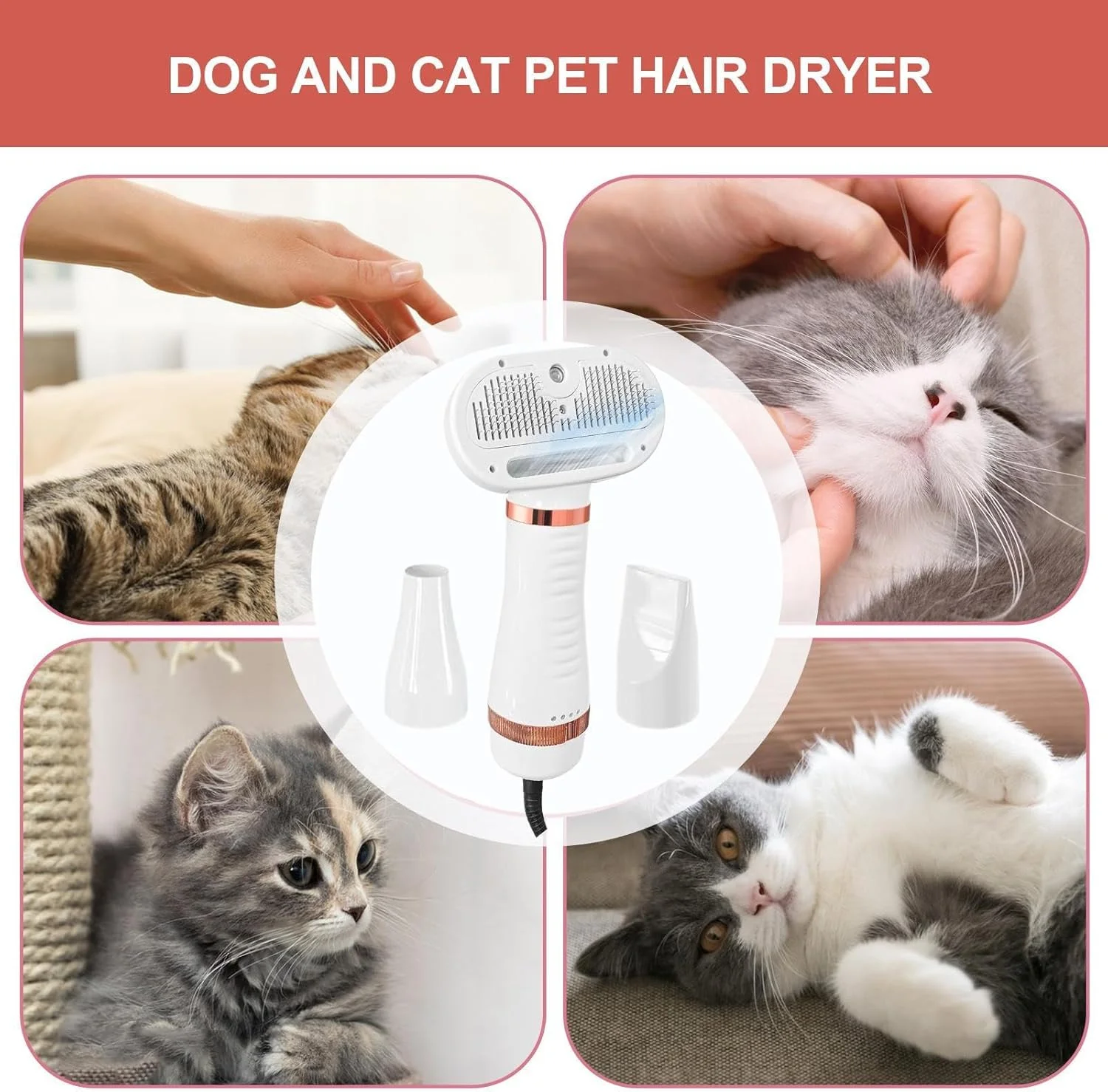 سشوار موی حیوانات خانگی | سشوار جمع و جور سگ برای نظافت - دستگاه مه پاش آبرسان برای گربه ها سگ ها توله سگ مراقبت از موی حیوانات خانگی سالن مسافرتی داخل خانه