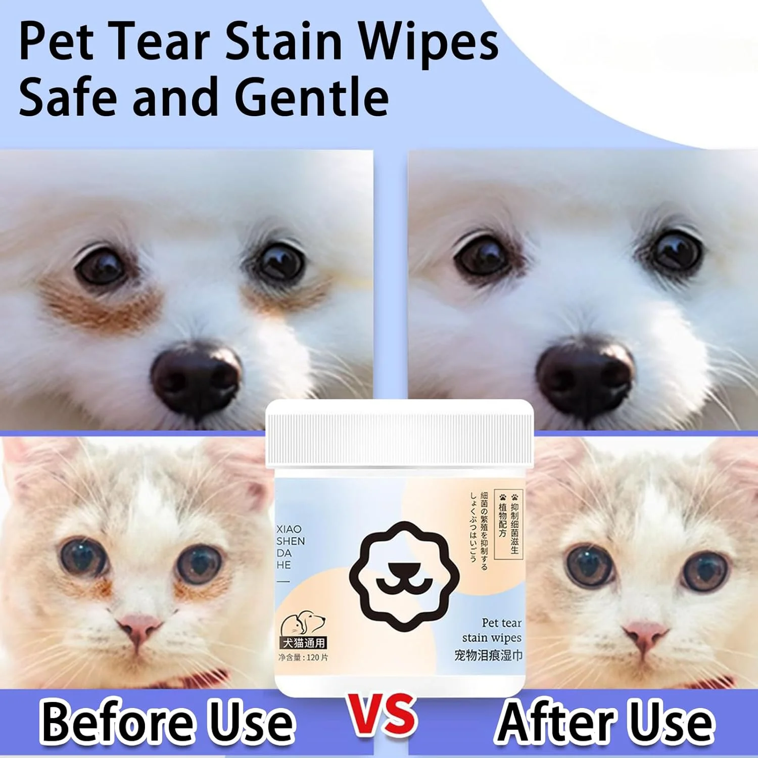 دستمال مرطوب چشم سگ - دستمال مرطوب ملایم پاک کننده لکه اشک توله سگ - لوازم نظافت و مراقبت از چشم سگ سازگار با پوست برای توله سگ ها، بچه گربه ها و خرگوش های کوچک، متوسط و بزرگ