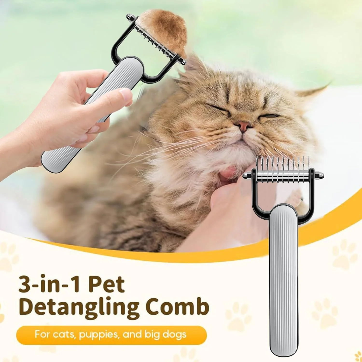 برس سگ برای ریزش مو - برس های سگ برای نظافت - شانه گره باز کن دو طرفه گربه، ابزار ریزش مو برای گلدن دودل، پودل، اسب، حیوانات خانگی