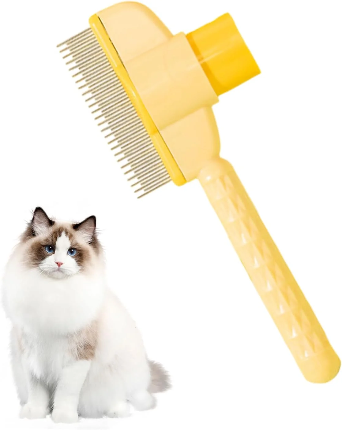 برس گربه برای ریزش مو | شانه برس نظافت با دسته ارگونومیک | برس نظافت حیوانات خانگی، برای نظافت و حمام کردن موی سگ و گربه، از بین بردن گره