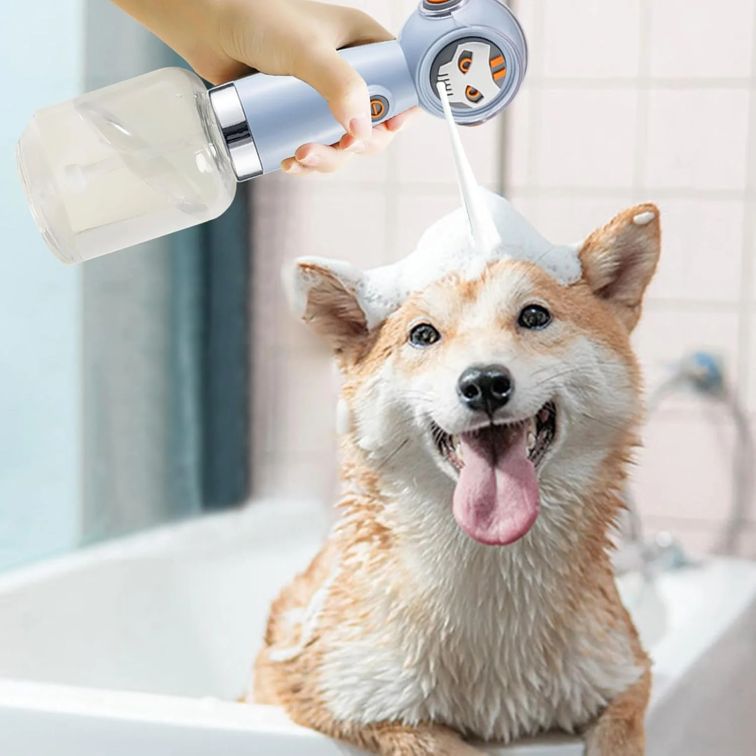 پخش کننده صابون سگ - سر دوش خودرویی | پخش کننده صابون اتوماتیک گربه | برای شستشو حمام آبگرم دوش وان خانه گربه سگ حمام