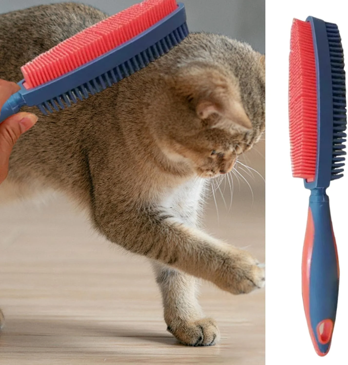 برس گربه - ابزار دو طرفه، برس حیوانات خانگی | برای تمیز کردن، حمام و شستشوی موی خرگوش، بچه گربه و توله سگ