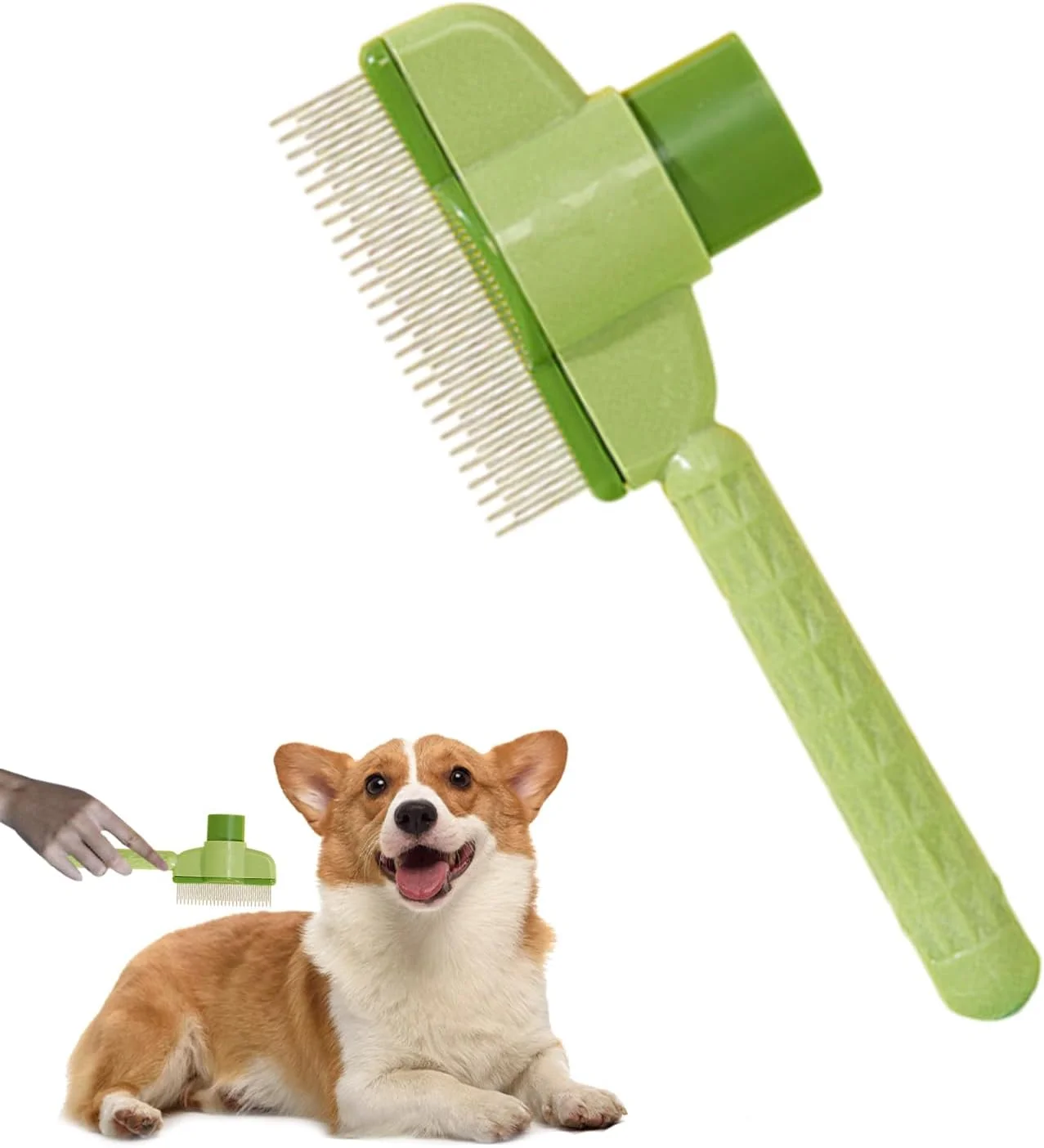 برس موی گربه - شانه برس نظافت با دسته ارگونومیک | برس نظافت حیوانات خانگی | برای نظافت و مراقبت از پوشش موی سگ و گربه