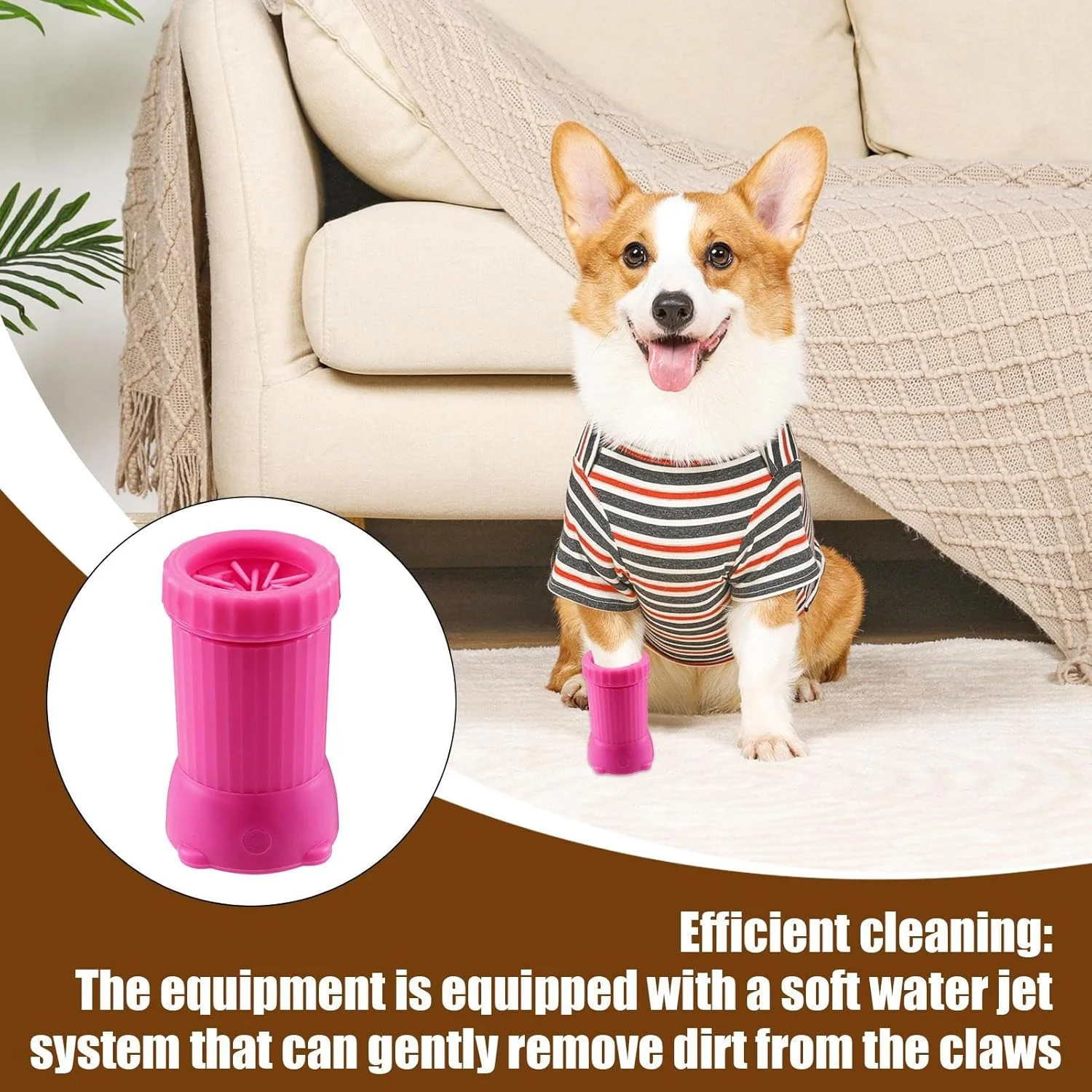 دستگاه شستشوی پنجه سگ - دستگاه شستشوی هوشمند حیوانات خانگی با شارژ USB - تمیز کننده اتوماتیک پنجه سگ | مناسب برای پیاده روی، مسافرت، توله سگ و بچه گربه