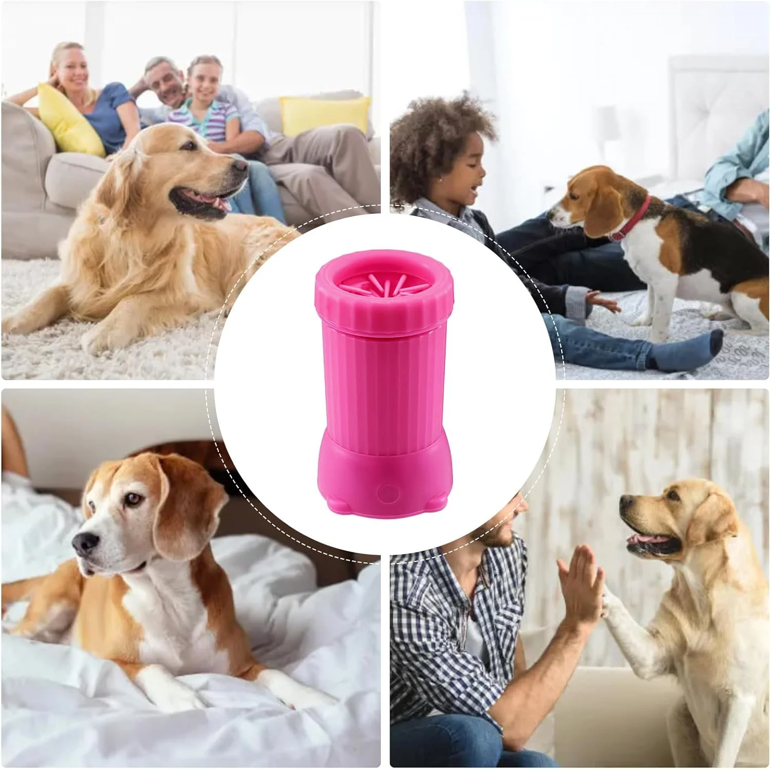 دستگاه شستشوی پنجه سگ - دستگاه شستشوی هوشمند حیوانات خانگی با شارژ USB - تمیز کننده اتوماتیک پنجه سگ | مناسب برای پیاده روی، مسافرت، توله سگ و بچه گربه