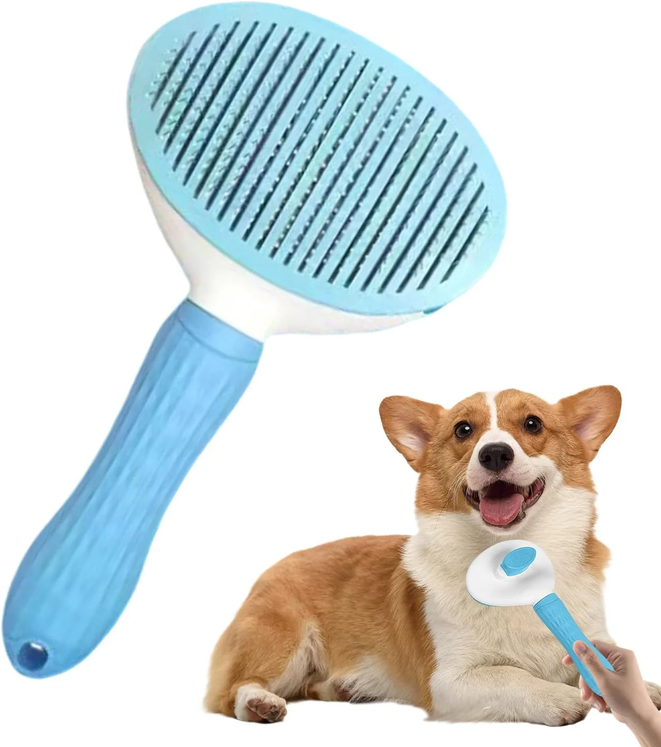 برس گربه برای گربه های خانگی، برس تمیز کننده گربه با دکمه رهاسازی، شانه نظافت حیوانات خانگی برای گربه ها سگ ها داخل خانه حمام