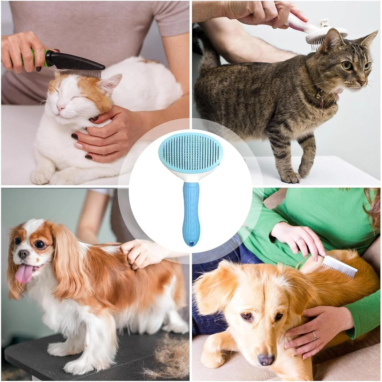 برس گربه برای گربه های خانگی، برس تمیز کننده گربه با دکمه رهاسازی، شانه نظافت حیوانات خانگی برای گربه ها سگ ها داخل خانه حمام