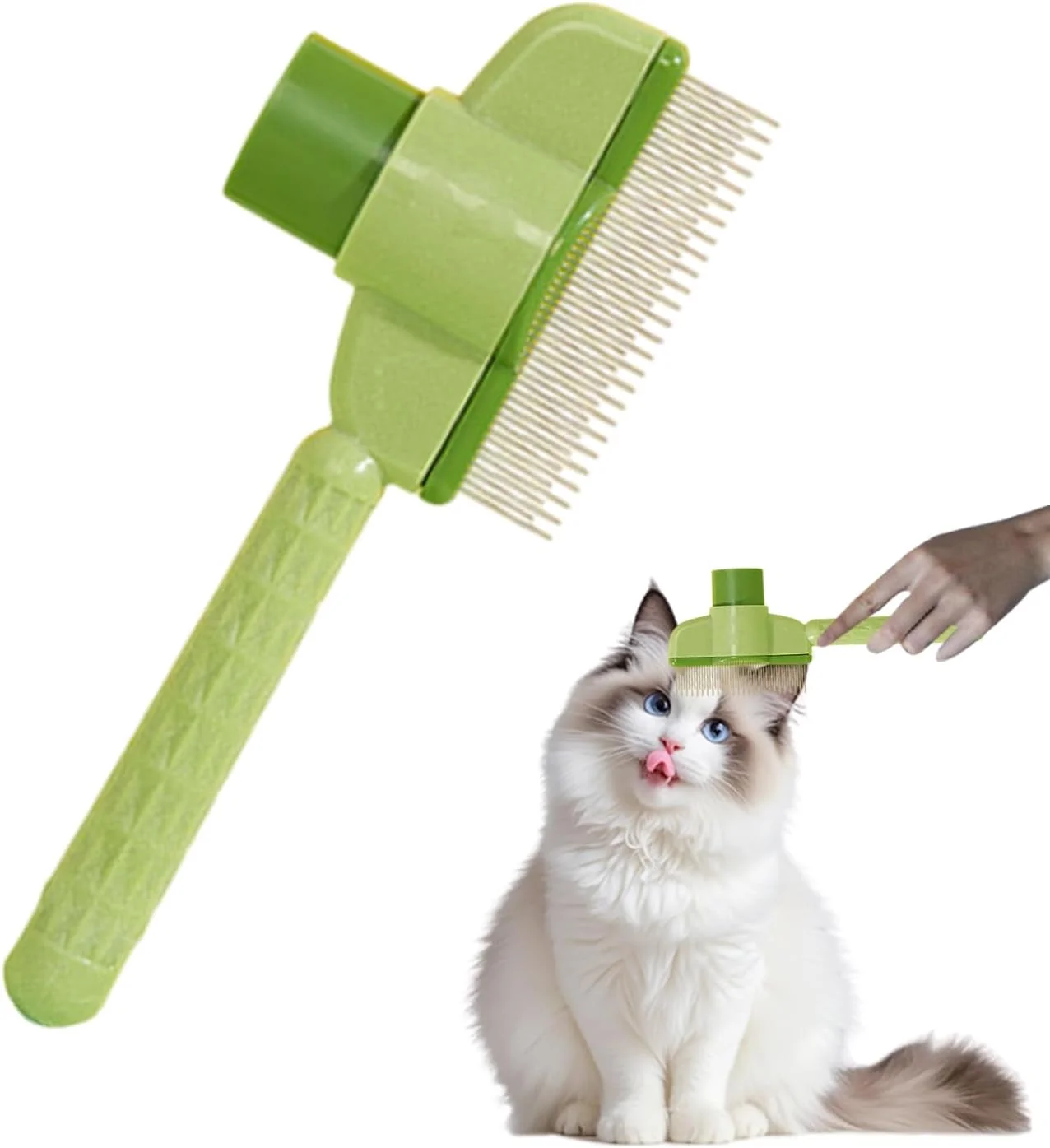 برس موی گربه - شانه تمیز کننده با دسته ارگونومیک | برس نظافت حیوانات خانگی - برای نظافت پوشش بدن بچه گربه و سگ، حمام کردن، تمیز کردن لایه زیرین و از بین بردن گره