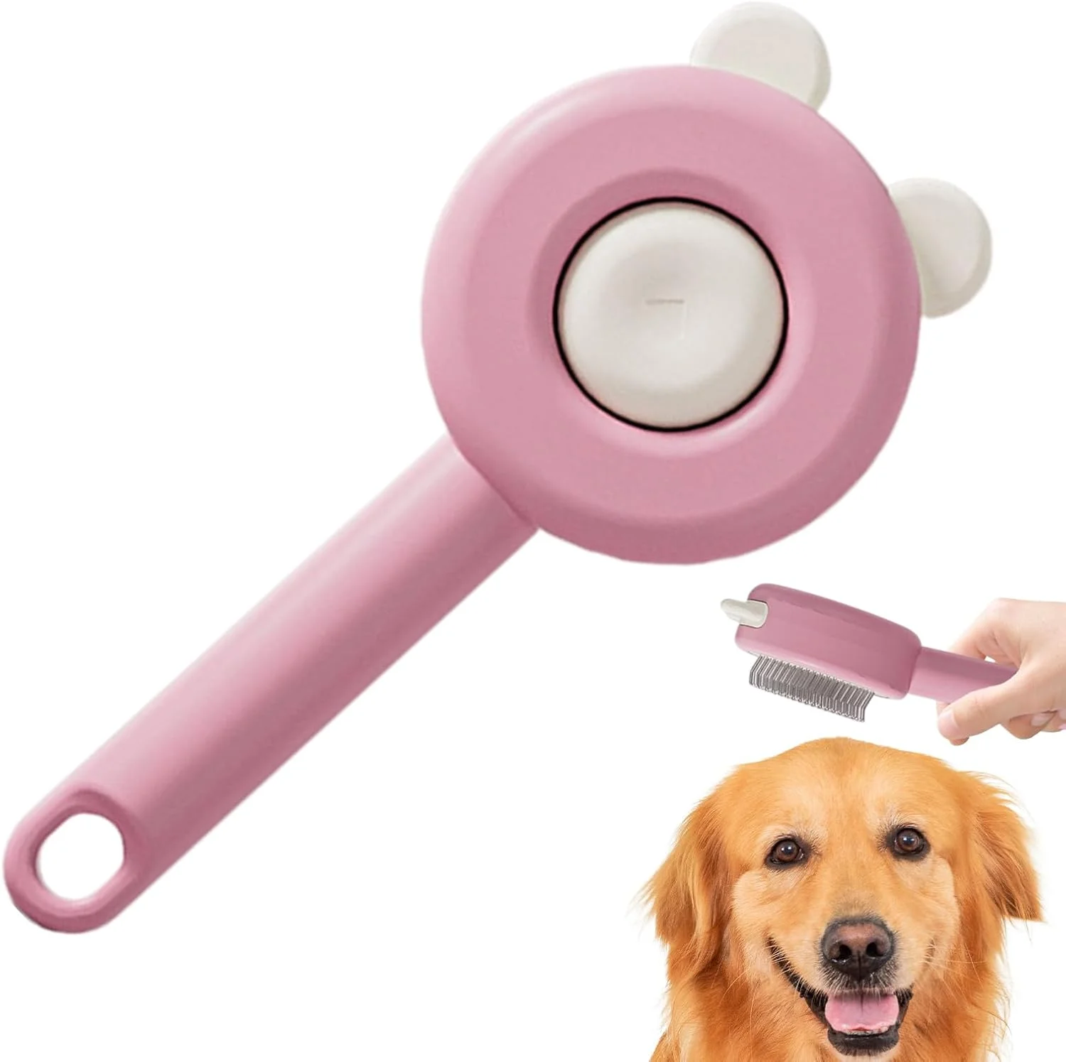 برس نرم کننده مو سگ - ملایم با دکمه رهاسازی، شانه سوزنی خمیده توله سگ، برای ماساژ، حمام کردن گربه ها و سگ های مو بلند و کوتاه، مناسب برای داخل و خارج از خانه برس نرم کننده مو سگ - ملایم با دکمه رهاسازی، شانه سوزنی خمیده توله سگ، برای ماساژ، حمام کردن گربه ها و سگ های مو بلند و کوتاه، مناسب برای داخل و خارج از خانه